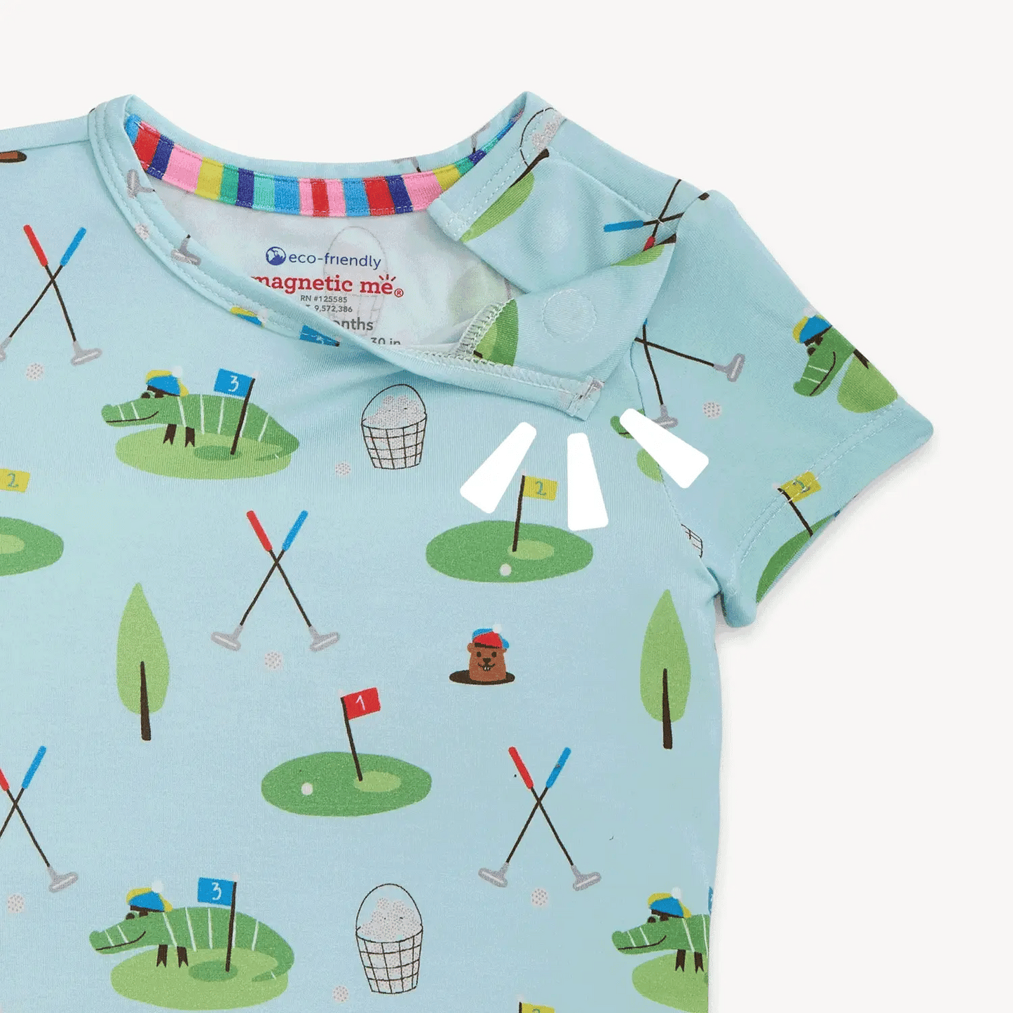 Magnetic Me Gopher It Modal Magnetic PJ Set for infants, featuring soft modal fabric and playful gopher design.