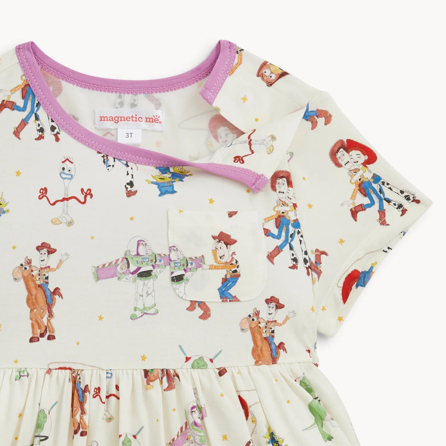 Toy Story Woody and friends modal magnetic dress by Magnetic Me, featuring colorful character print and soft fabric.