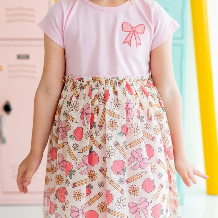 Sweet Wink - Back To School Cutie Patch Short Sleeve Tutu Dress