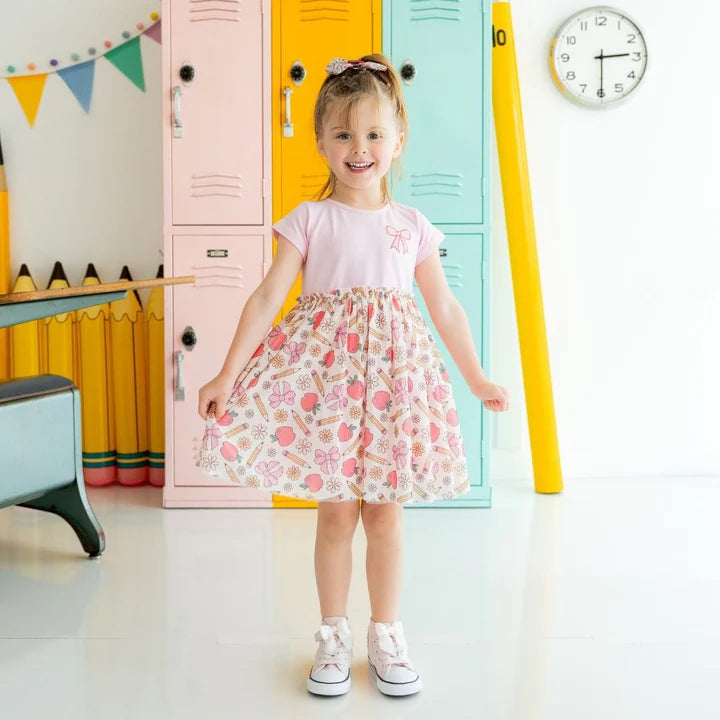 Sweet Wink - Back To School Cutie Patch Short Sleeve Tutu Dress