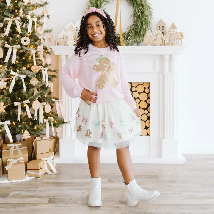 Gingerbread Sequin Patch Christmas Sweater
