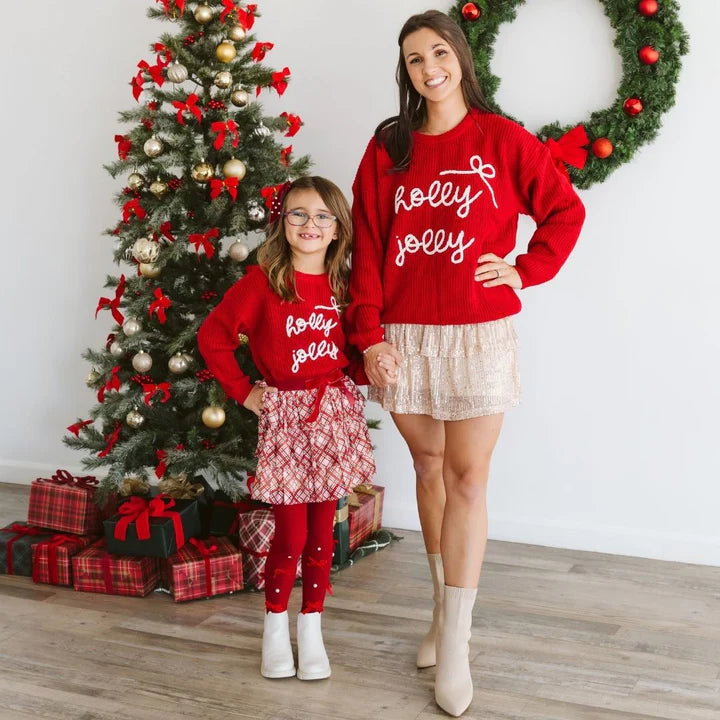 Holly Jolly Bow Christmas Knit Women's Sweater