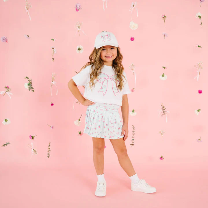 Sky Blue Floral Athletic Skort