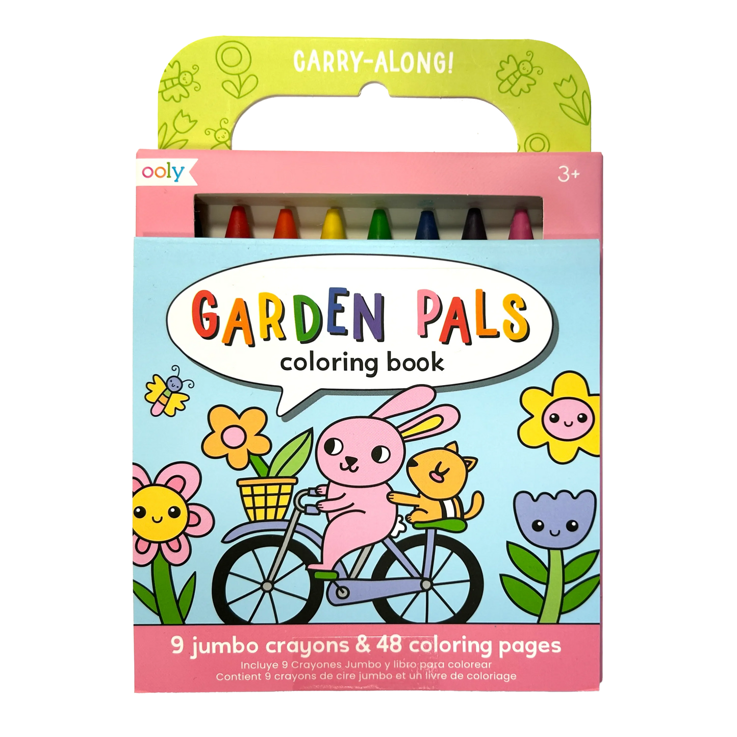 Ooly - Carry Along! Coloring Book and Crayon Set - Garden Pals - Set of 9 Crayons