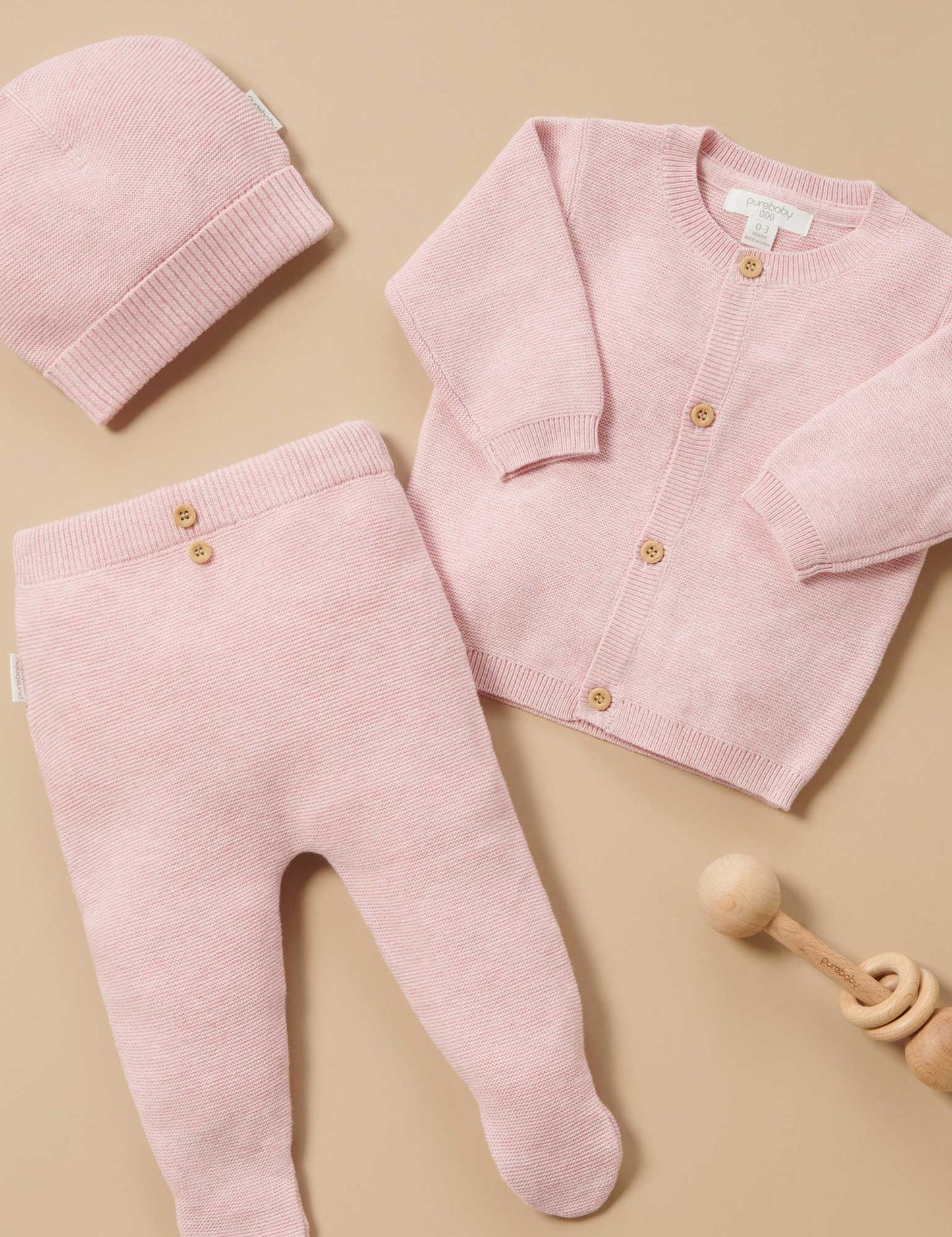 Purebaby - Pink Textured Cardigan and Legging Set