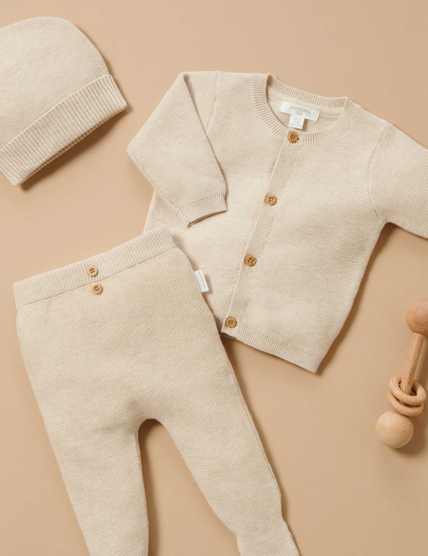 Purebaby - Wheat Textured Cardigan and Legging Set