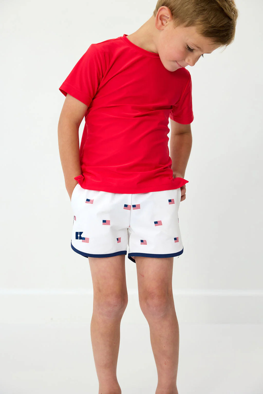 Courtside Kids - Old Glory Retro Super Short with Navy Piping