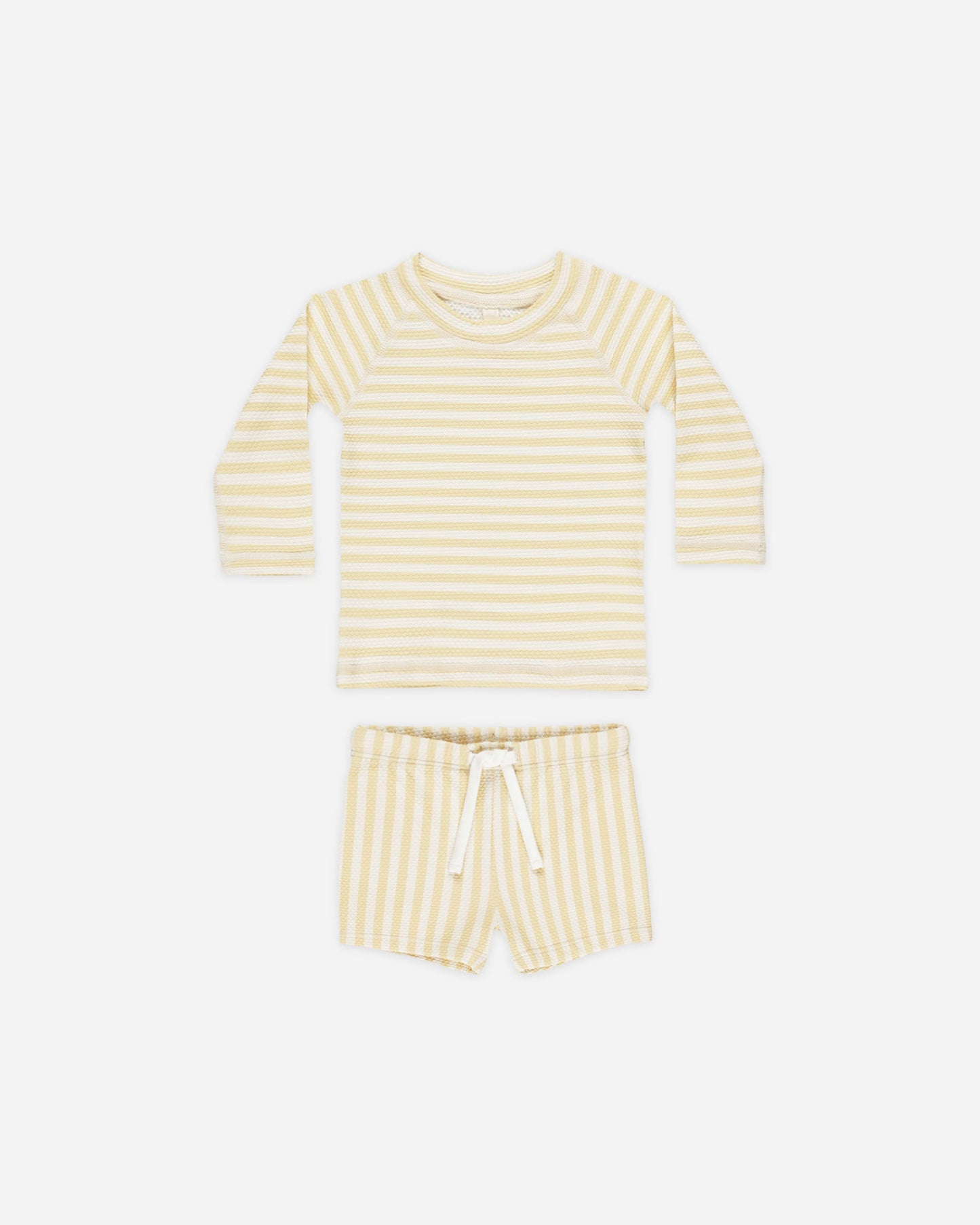 Quincy Mae -Yellow Stripe Finn Rashguard + Short Set