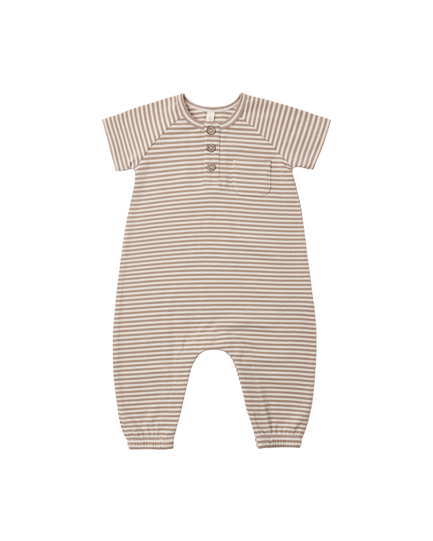 Almond Stripe Short Sleeve Jumpsuit