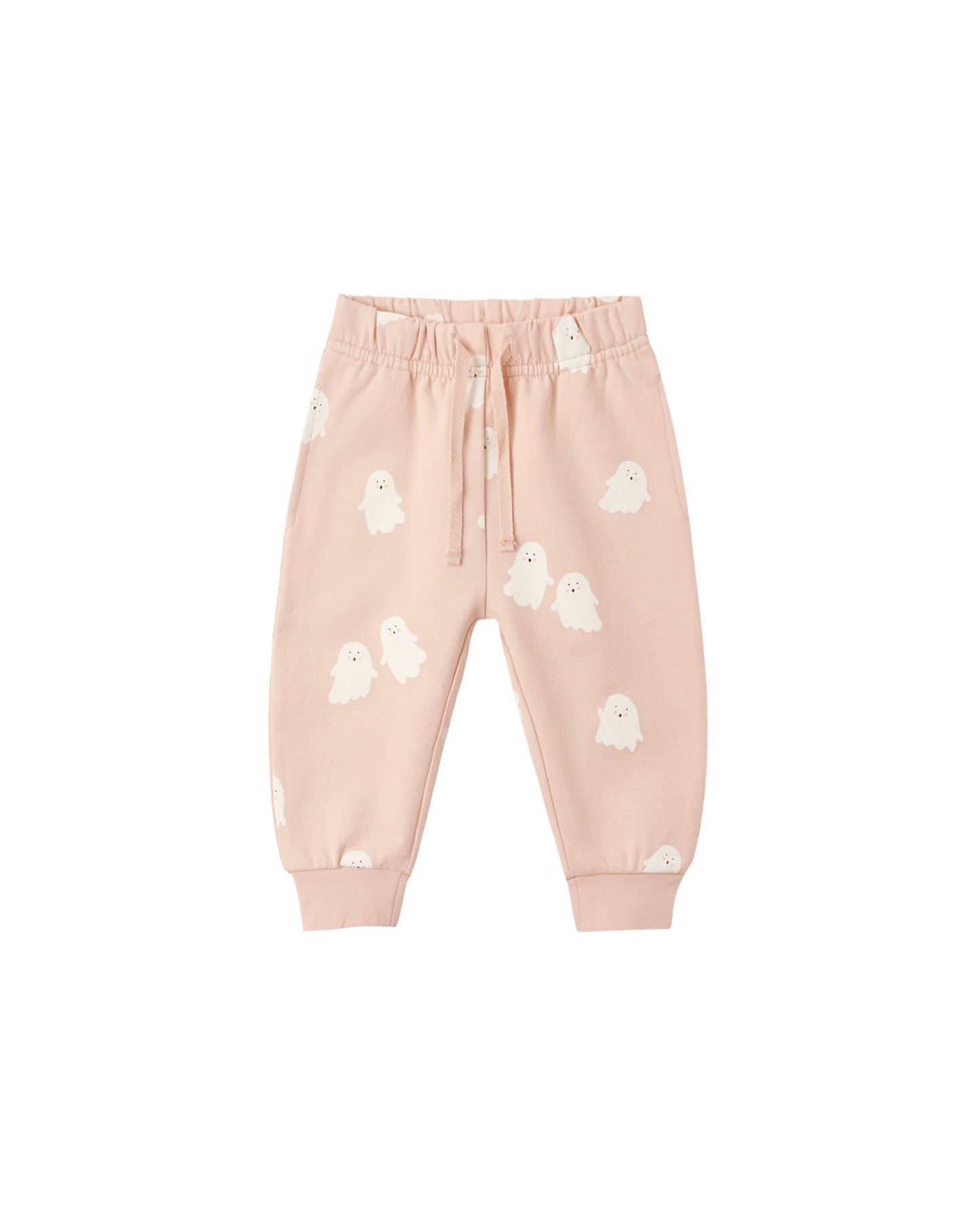 Sweet Ghost relaxed fleece sweatpants by Quincy Mae in blush color, showing soft, cozy fabric and relaxed fit.