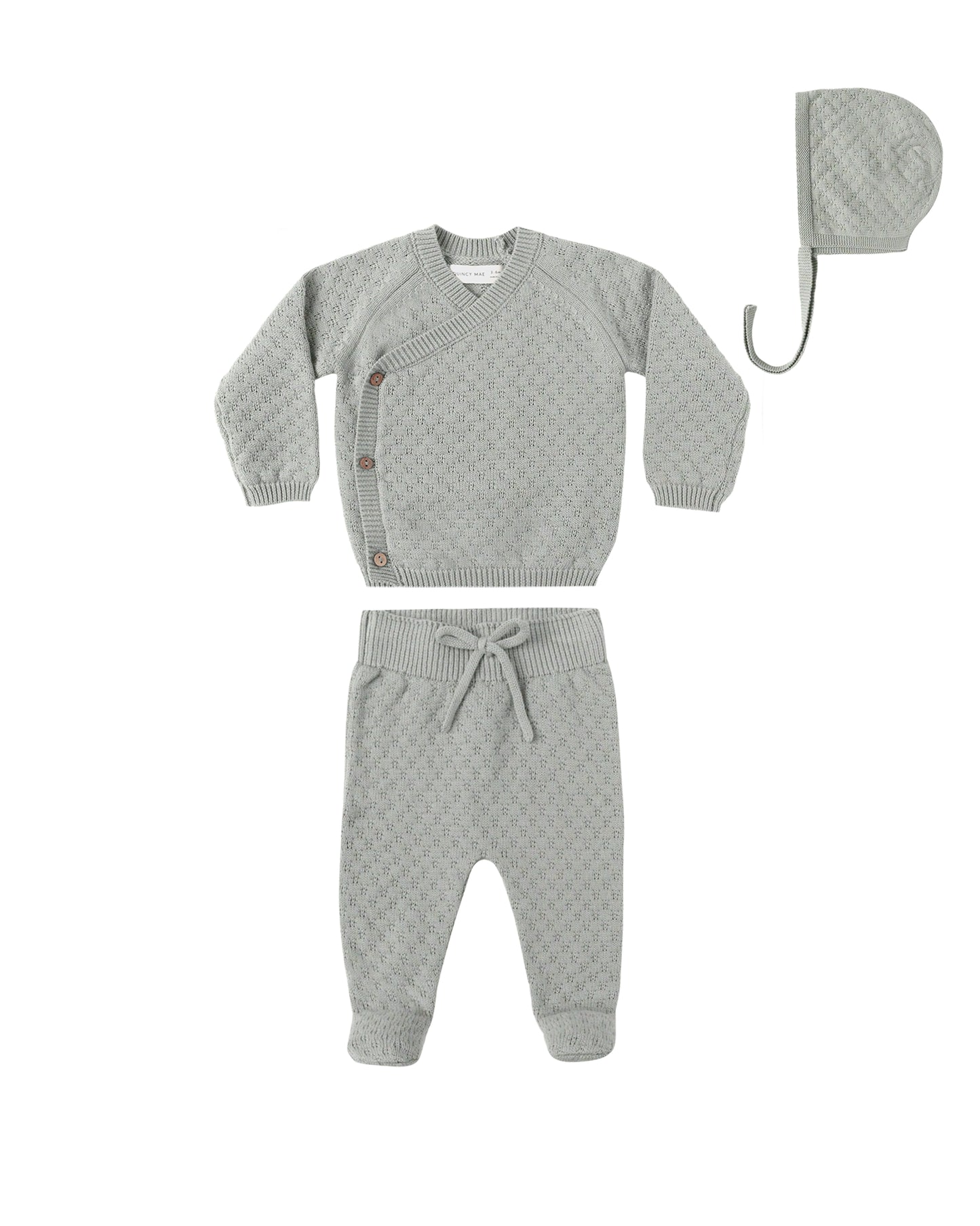 Steel Blue Knit Wrap Top + Pant Set