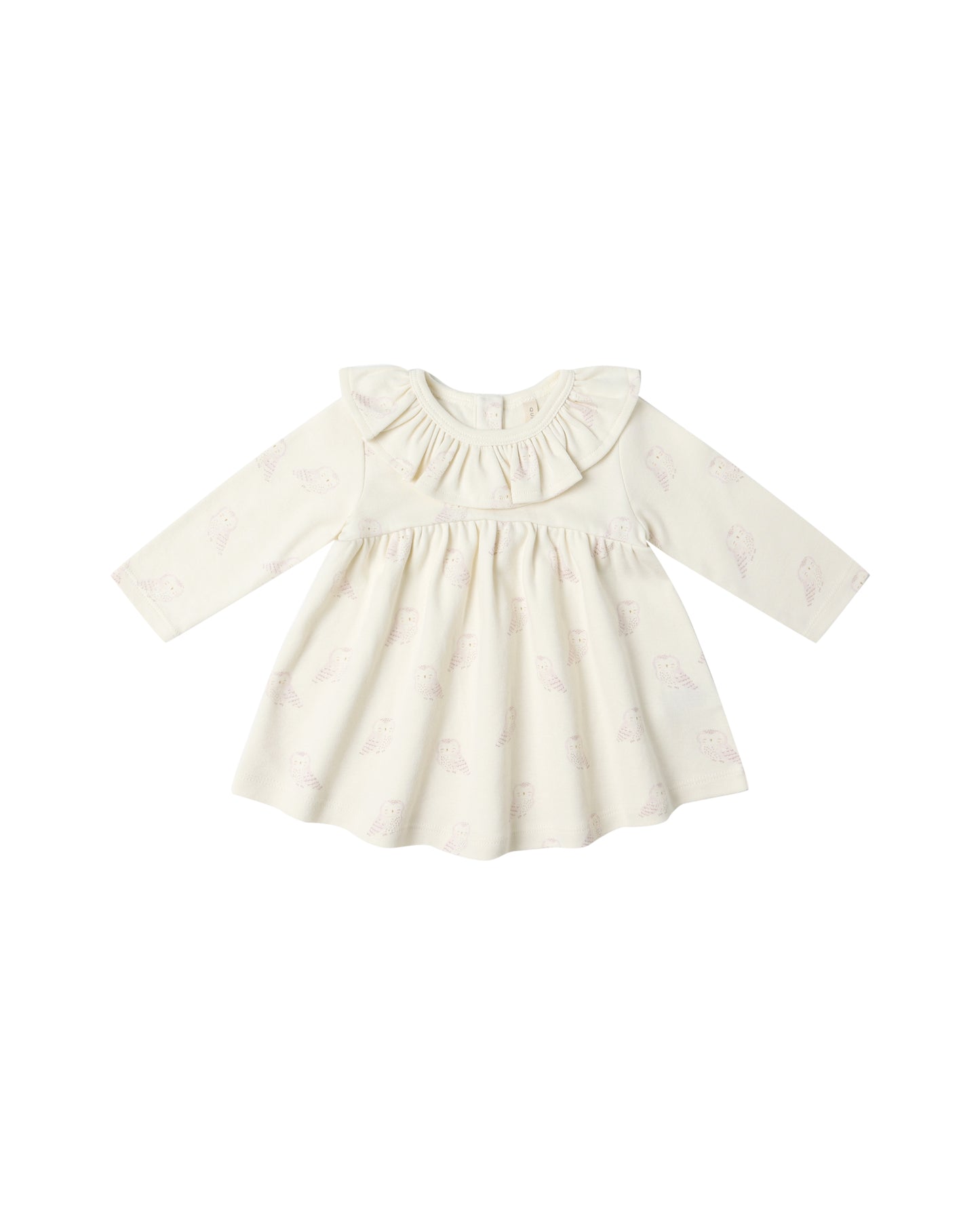 Snow Owls Ruffle Collar Jersey Dress