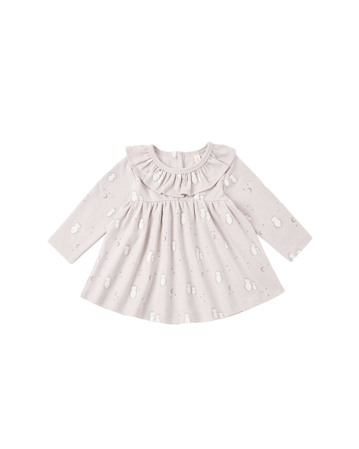 Owls Ruffle Collar Jersey Dress