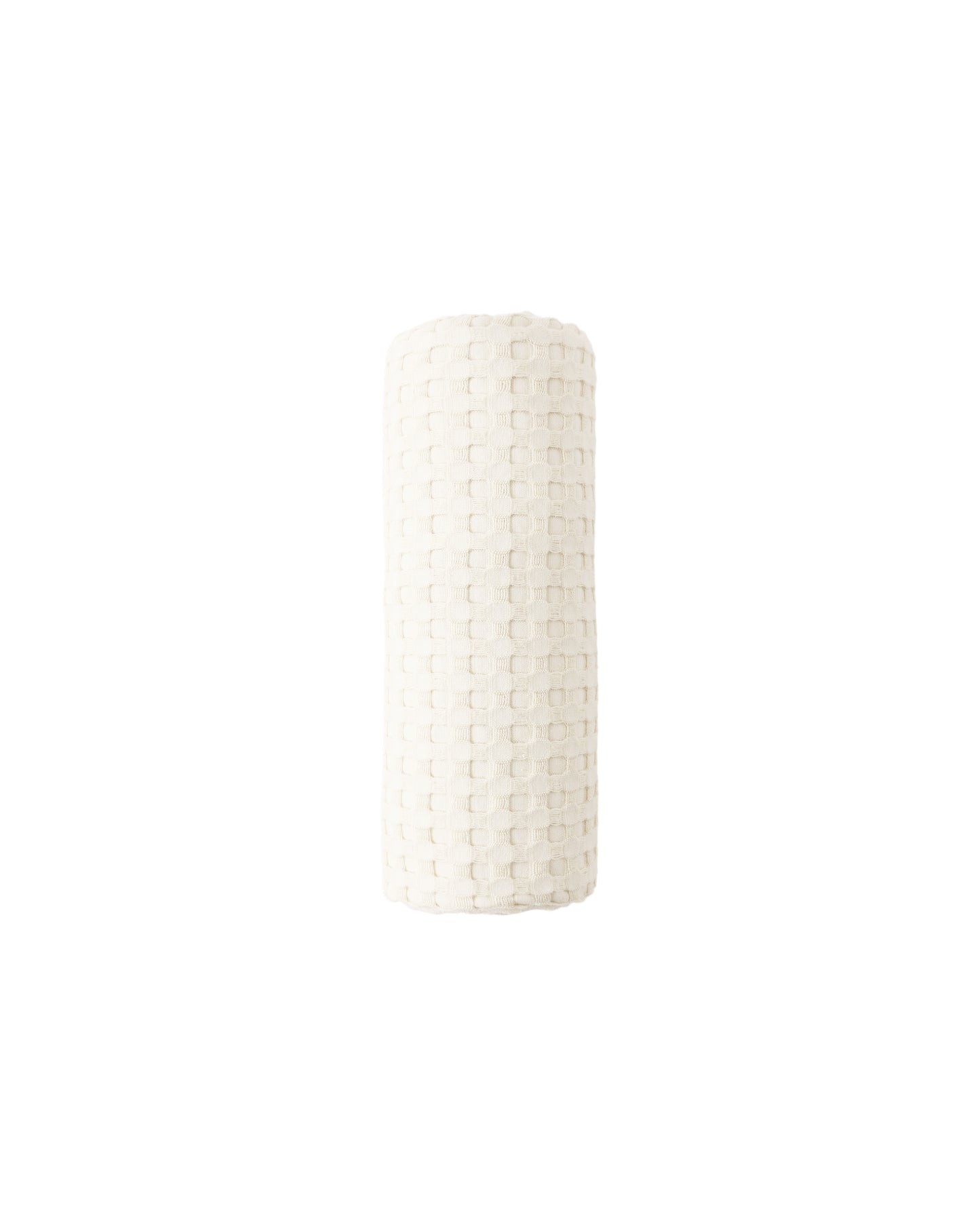 Natural Quincy Mae waffle baby blanket with soft, textured fabric, shown folded and spread out for cozy comfort.