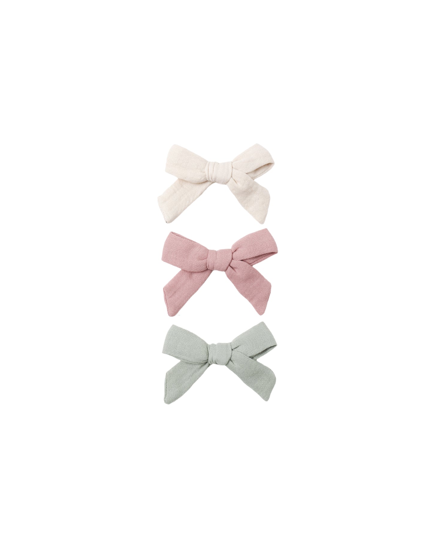 Natural, Mauve, Sage Bow W Clip Set of 3