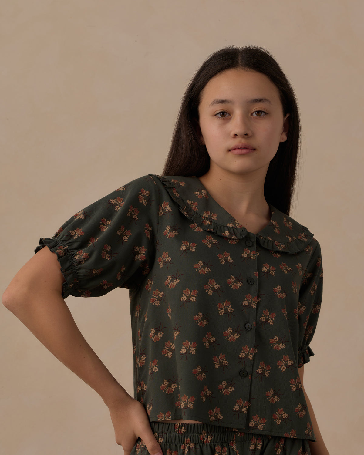 Teen Evergreen Bouquet Ruffle Pajamas