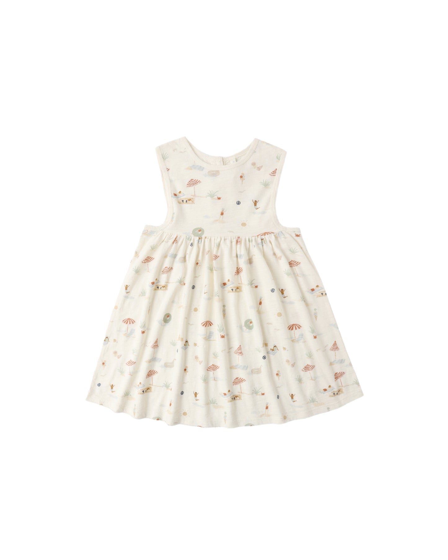 Rylee & Cru Beach Day Layla Dress in ivory, lightweight cotton with ruffled sleeves, perfect for summer beach outings.