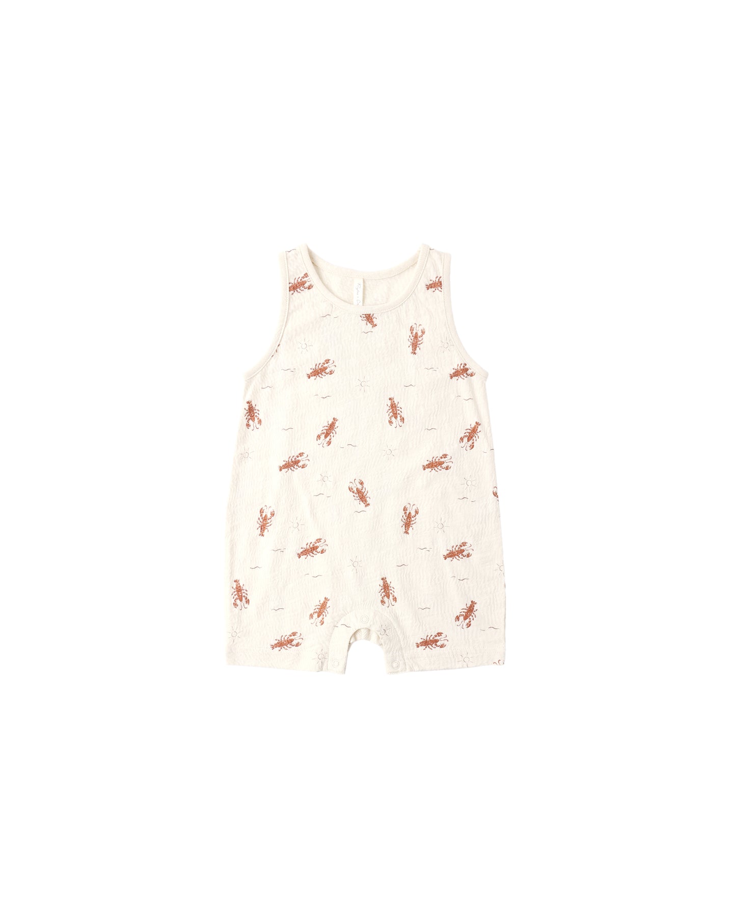 Natural sleeveless lobster one-piece swimsuit by Rylee & Cru, featuring a lobster print and comfortable fit.
