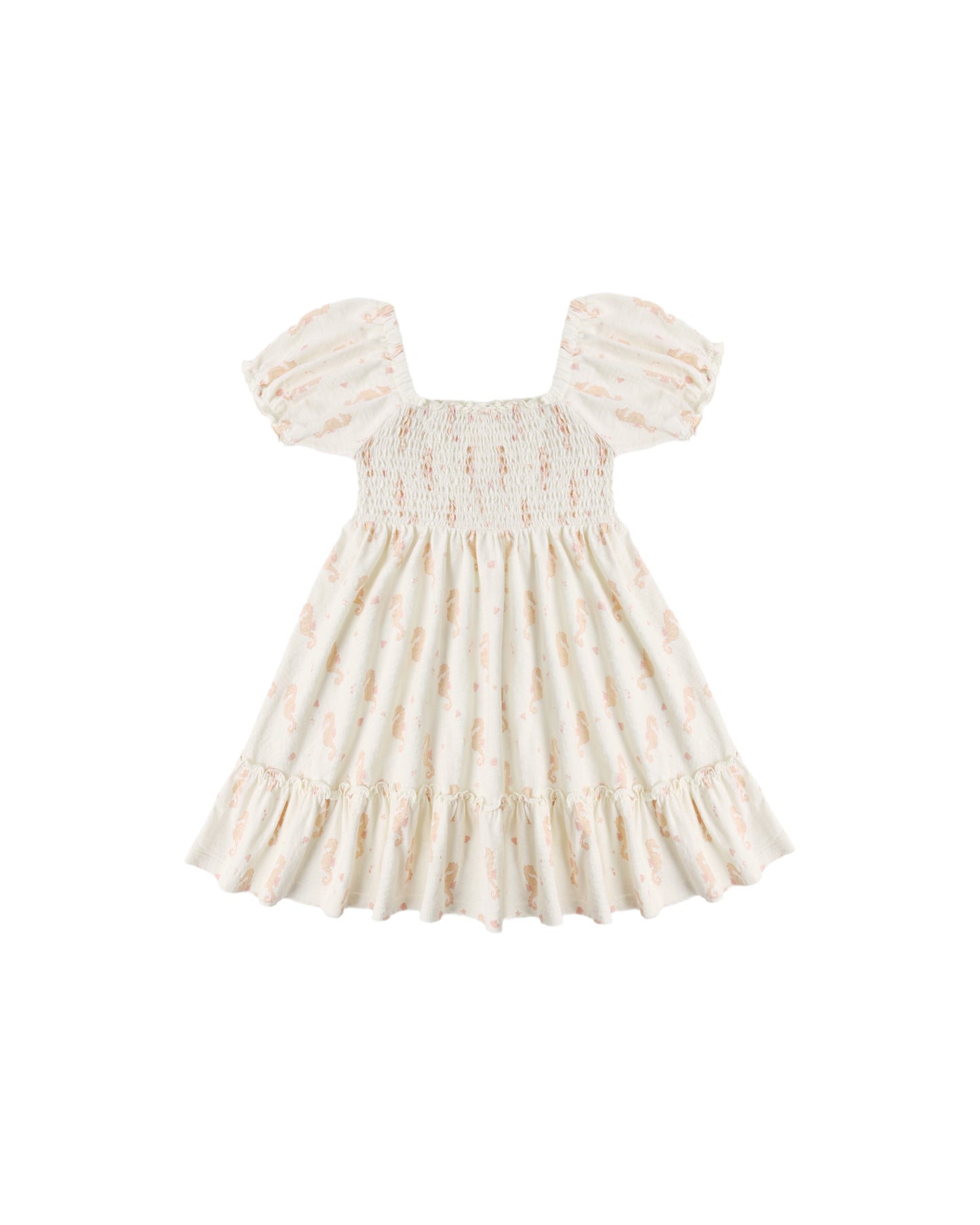 Seahorses Sage Jersey Dress by Rylee & Cru, soft ivory fabric with seahorse print, featuring a comfortable, casual fit.
