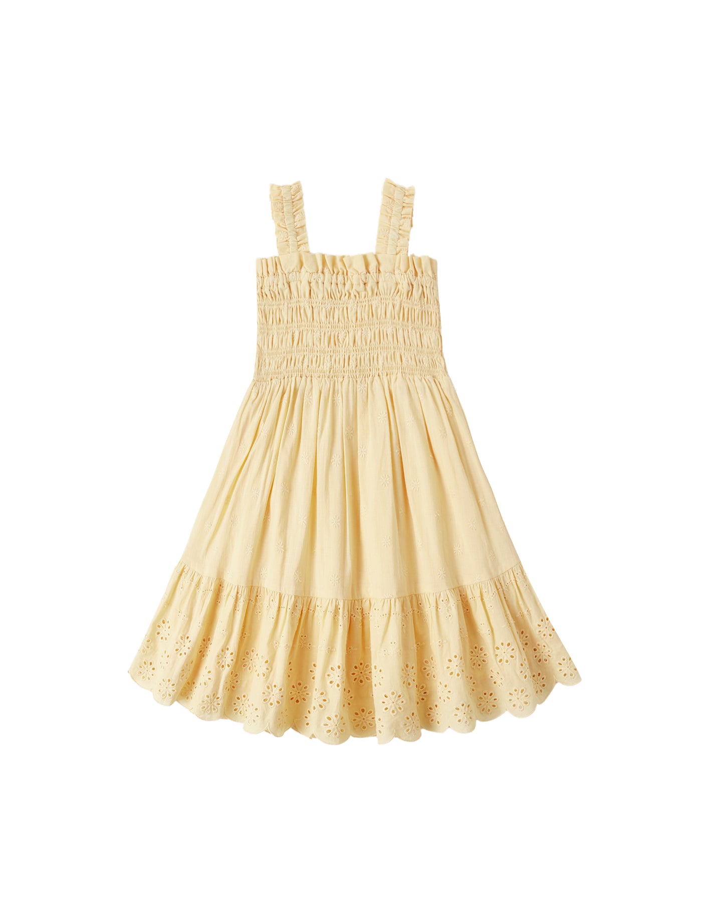 Rylee & Cru Lemon Hanna Dress for girls, featuring a bright yellow lemon print and soft fabric, perfect for spring and summer wear.