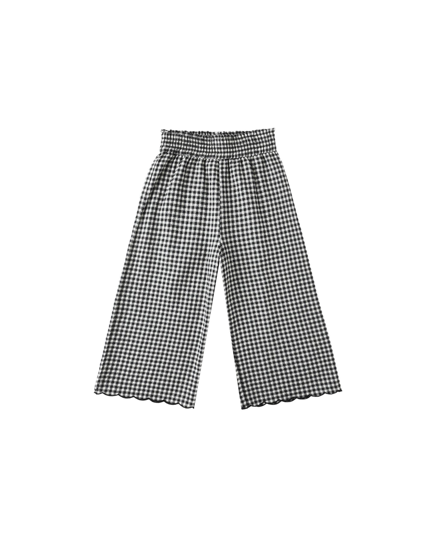 Black Gingham Wide Leg Pant