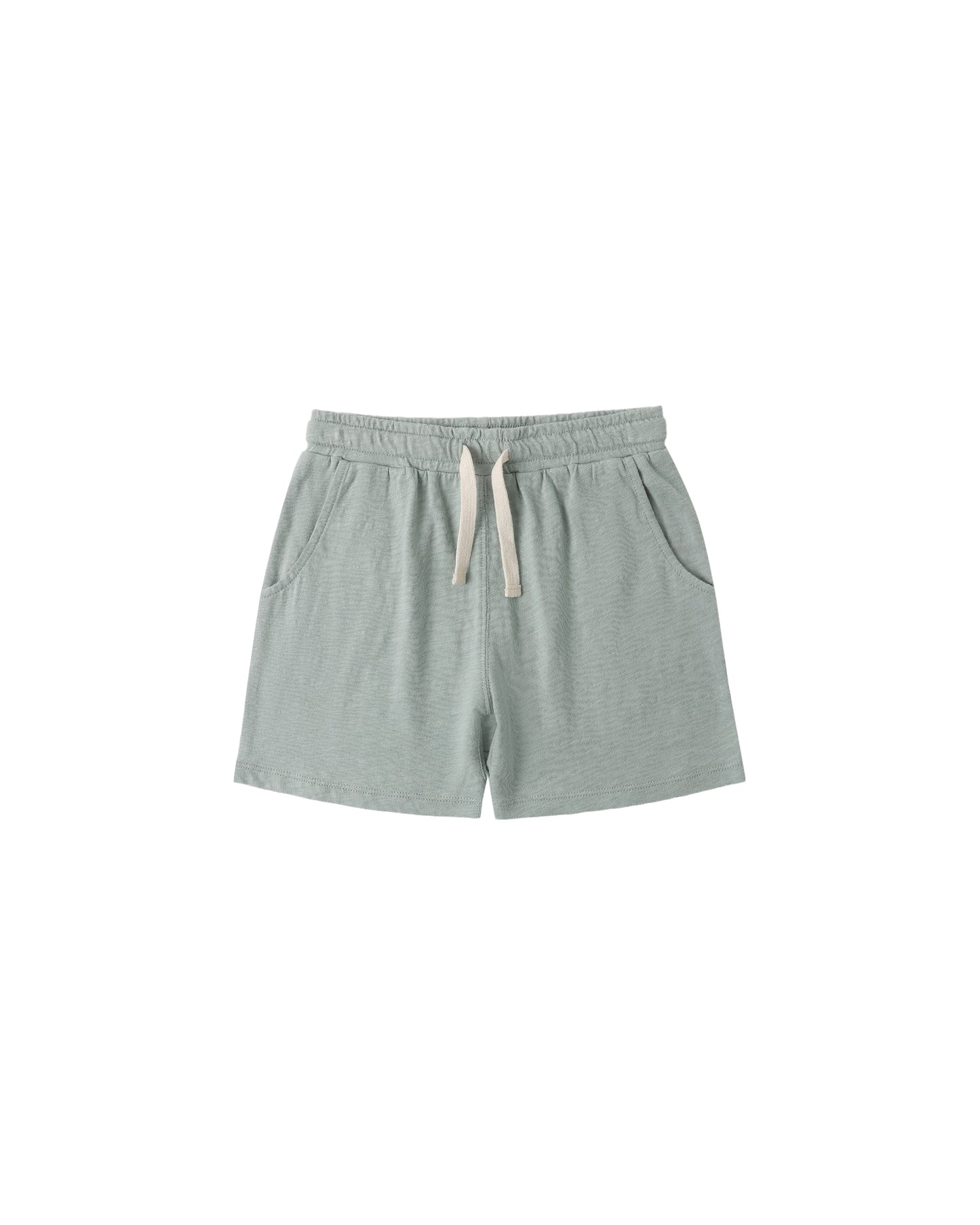 Sea green Rylee & Cru Sam Shorts for children, featuring a comfortable, casual design with an elastic waistband and soft fabric.