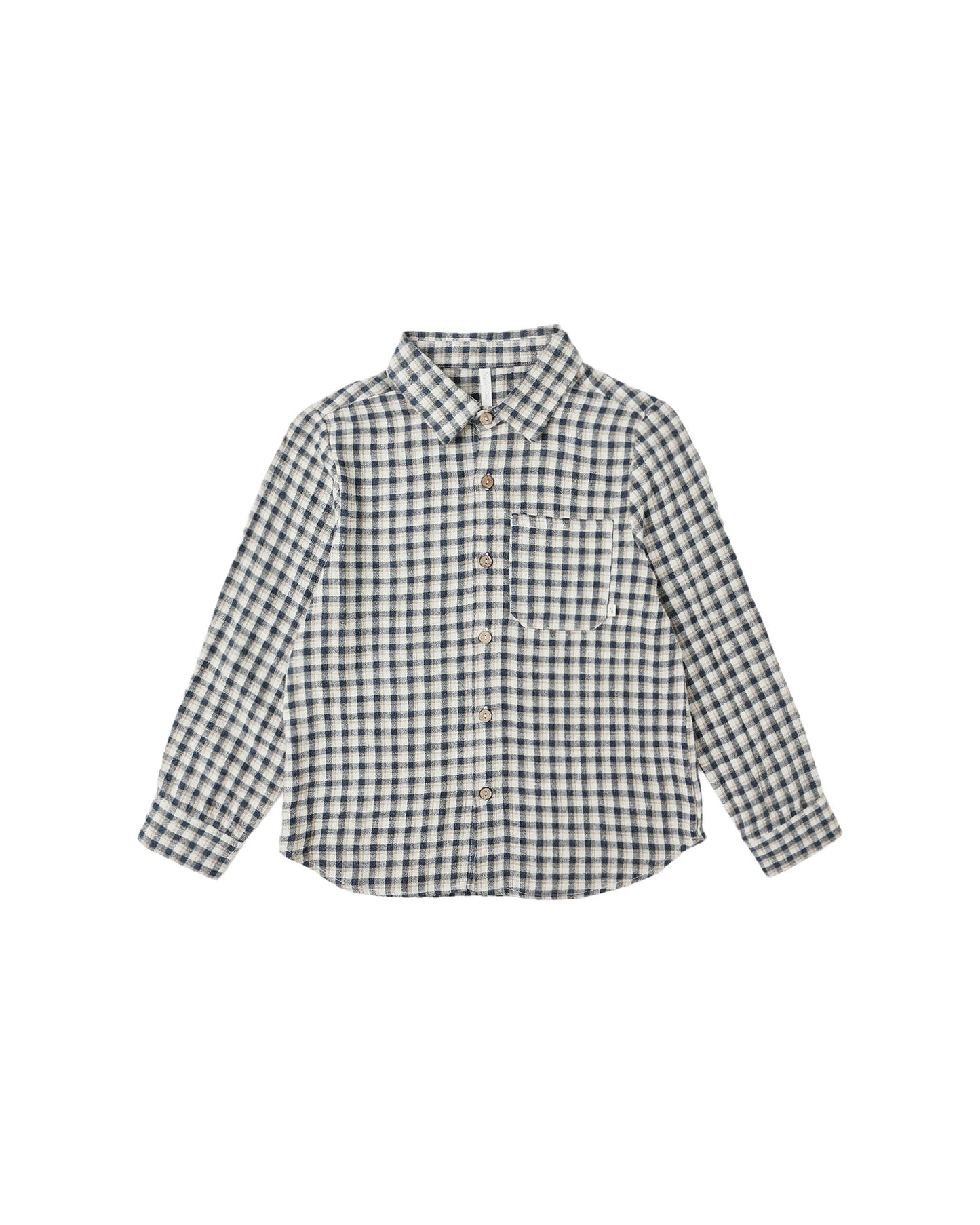 Rylee & Cru - Navy Check Collared Long Sleeve Shirt