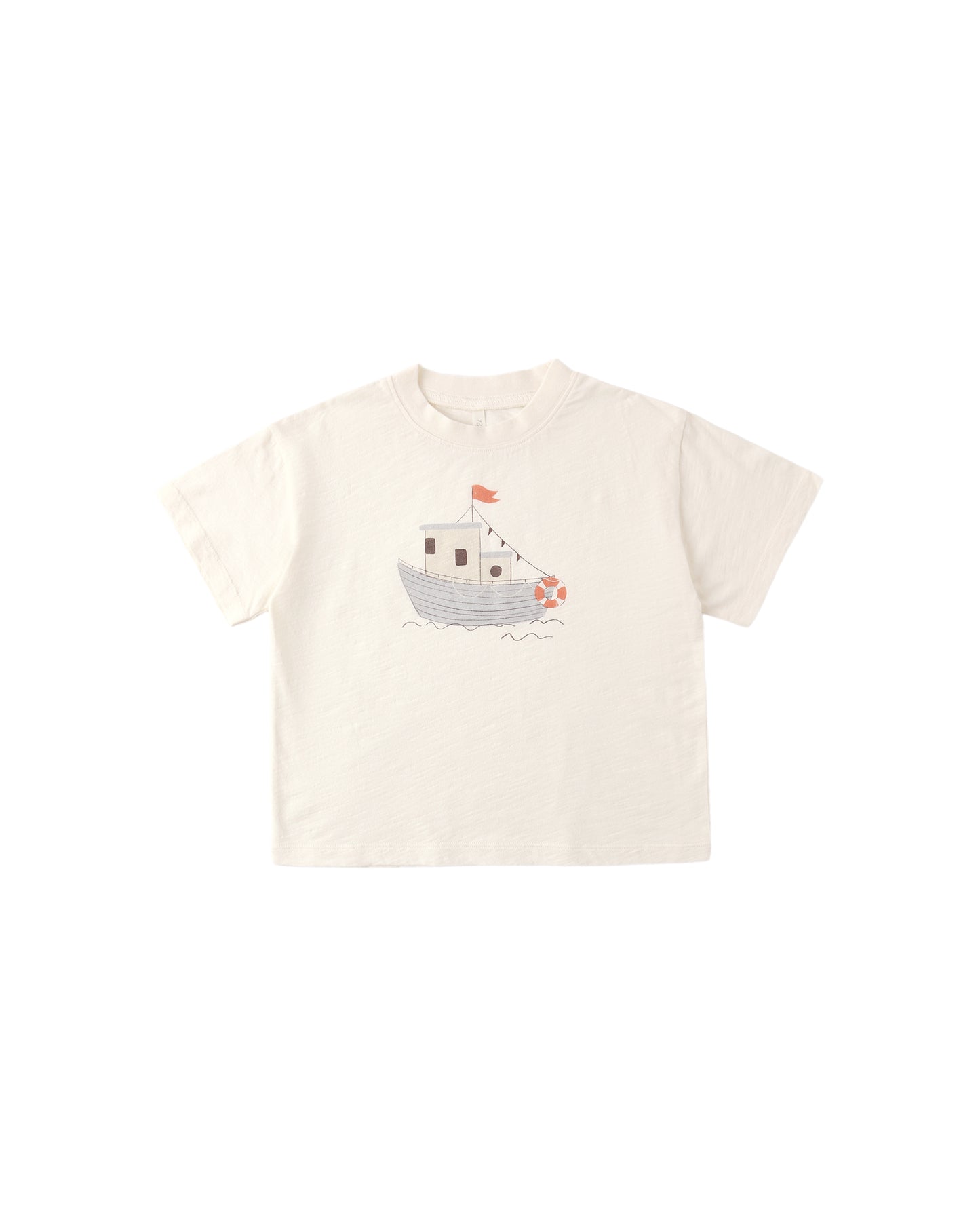Rylee & Cru Tug Boat Relaxed Tee in ivory fabric, featuring a casual fit and nautical-inspired design on a plain background.