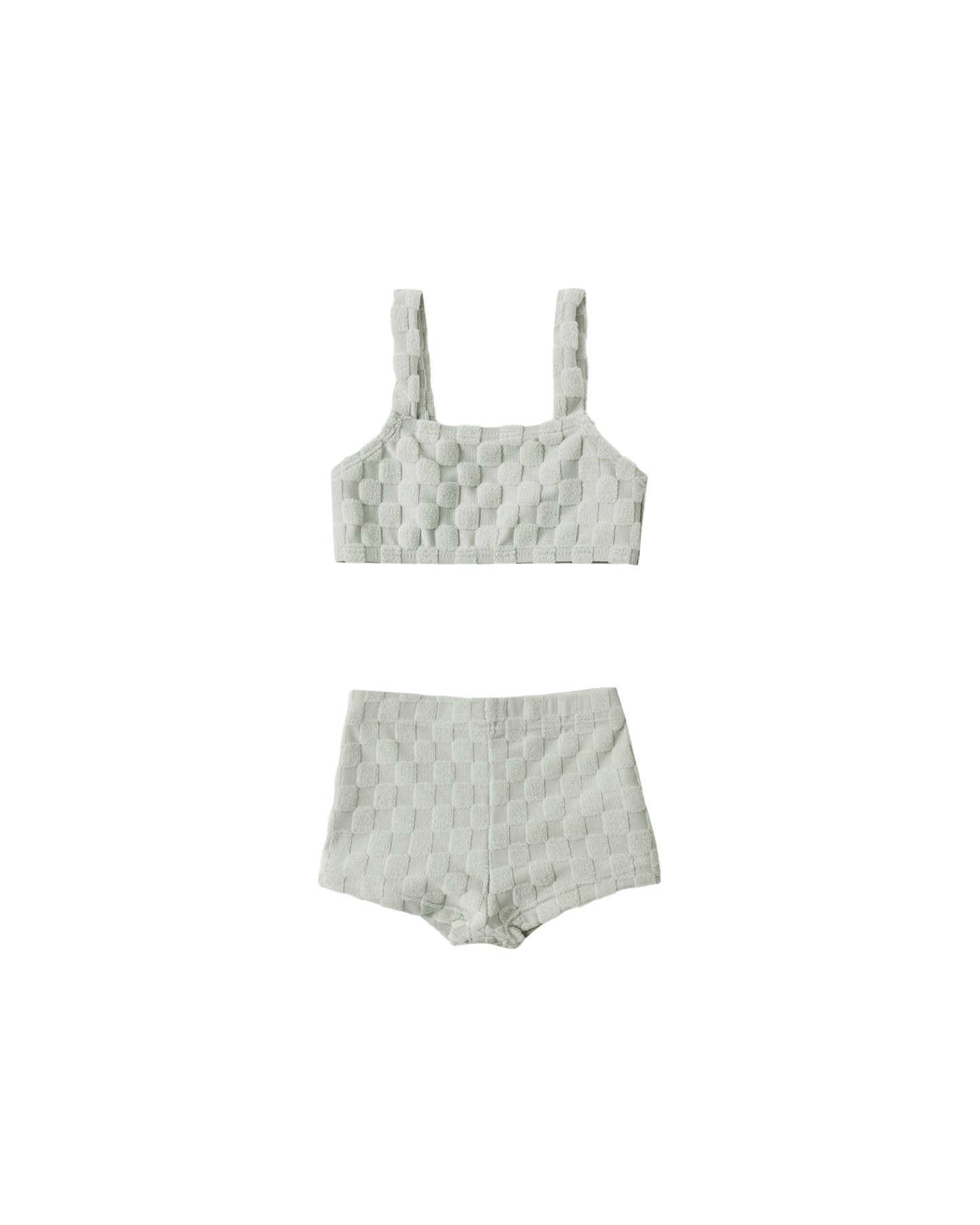 Sage Check Dylan Bikini by Rylee & Cru featuring a stylish check pattern, adjustable top, and matching bikini bottoms.