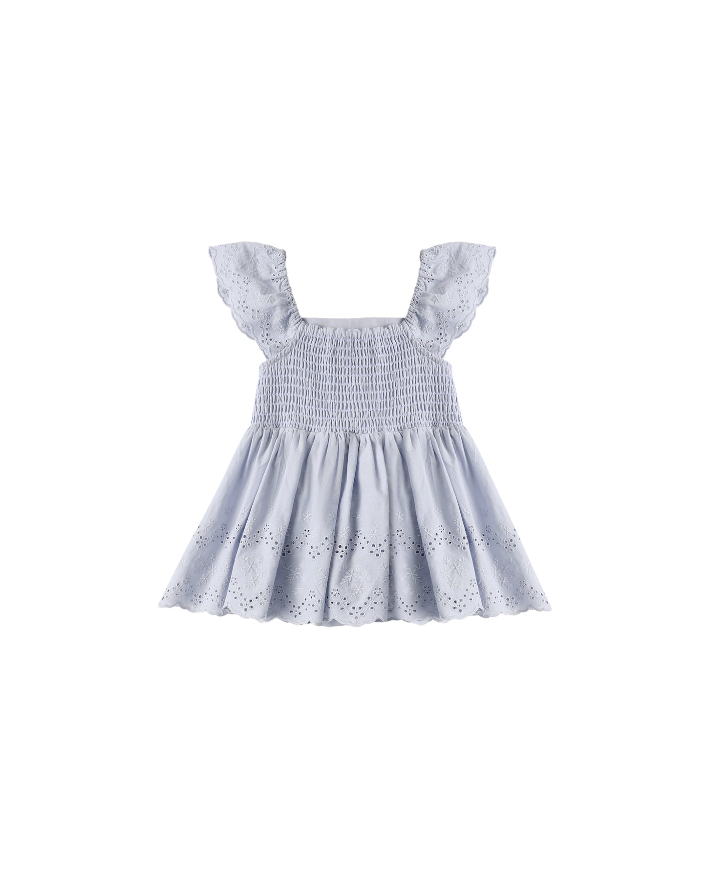 Periwinkle Rylee & Cru Remi Romper featuring short sleeves and a comfortable fit for toddlers.