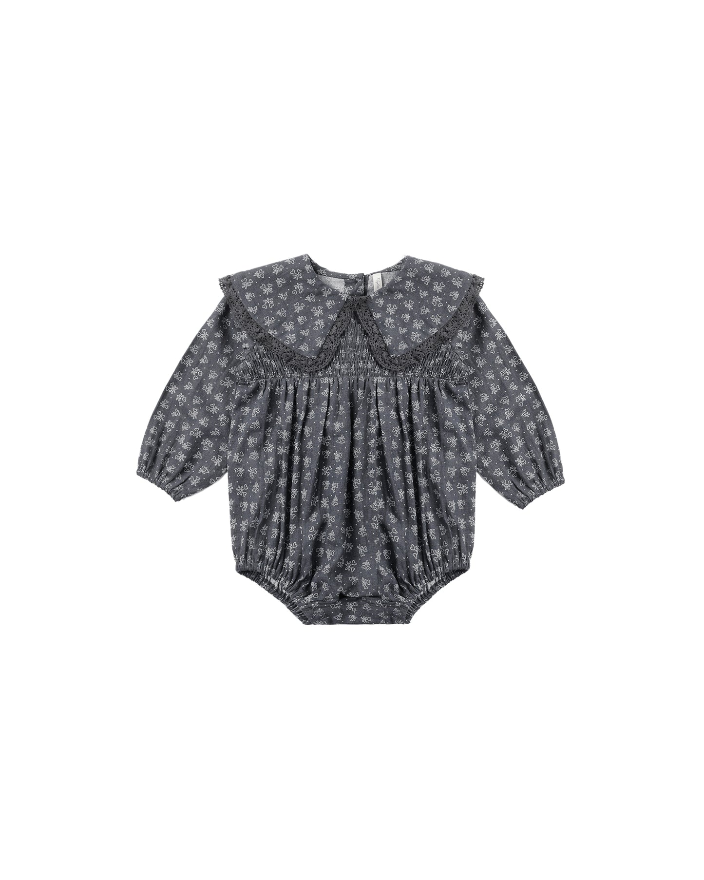 Rylee & Cru Heart Ditsy Fern romper in midnight, featuring a playful floral print and comfortable fabric for casual wear.