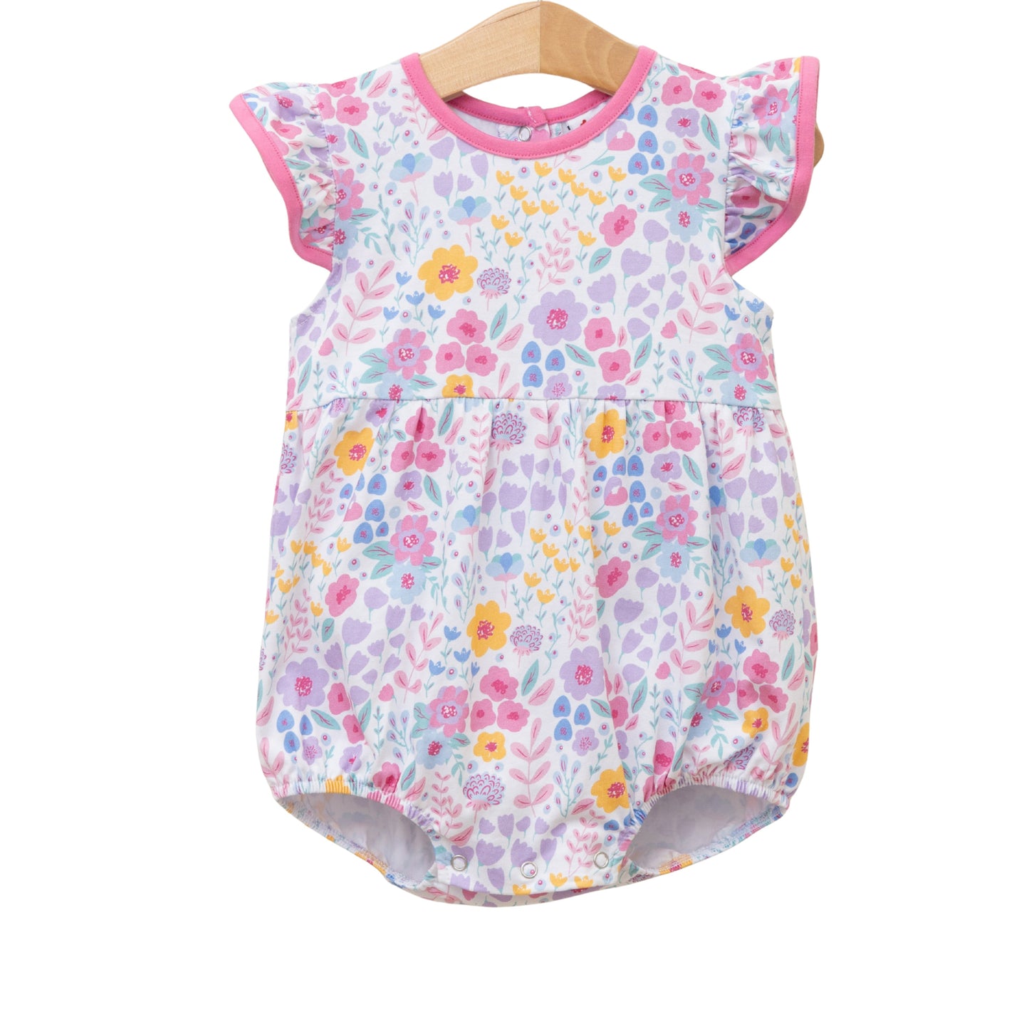 Colorful flutter bubble featuring poppies and petals from Sweet E's Children's Boutique, with vibrant floral details.
