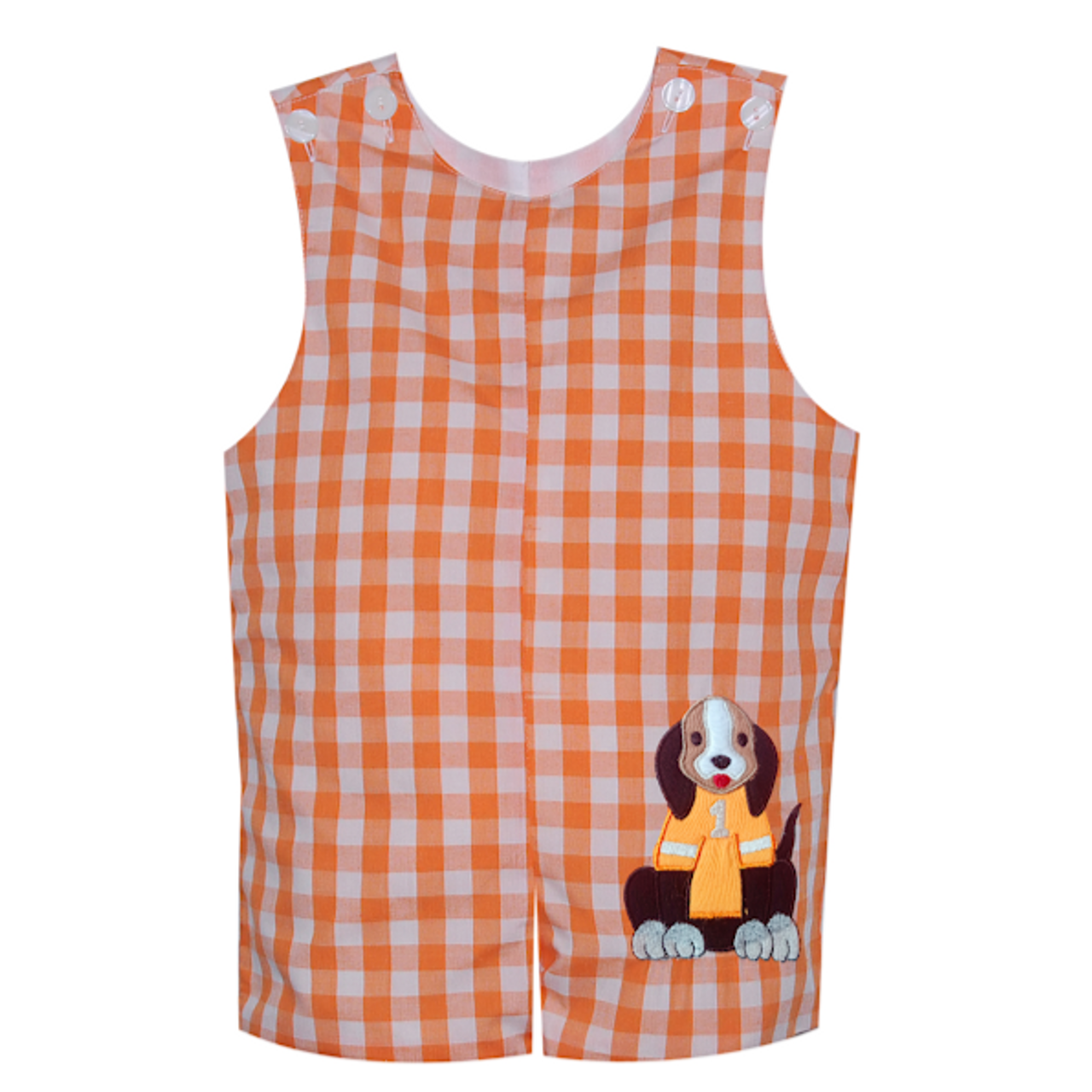 Remember Nguyen - Orange and White Gingham Shortall w/ Smokey Appliqué