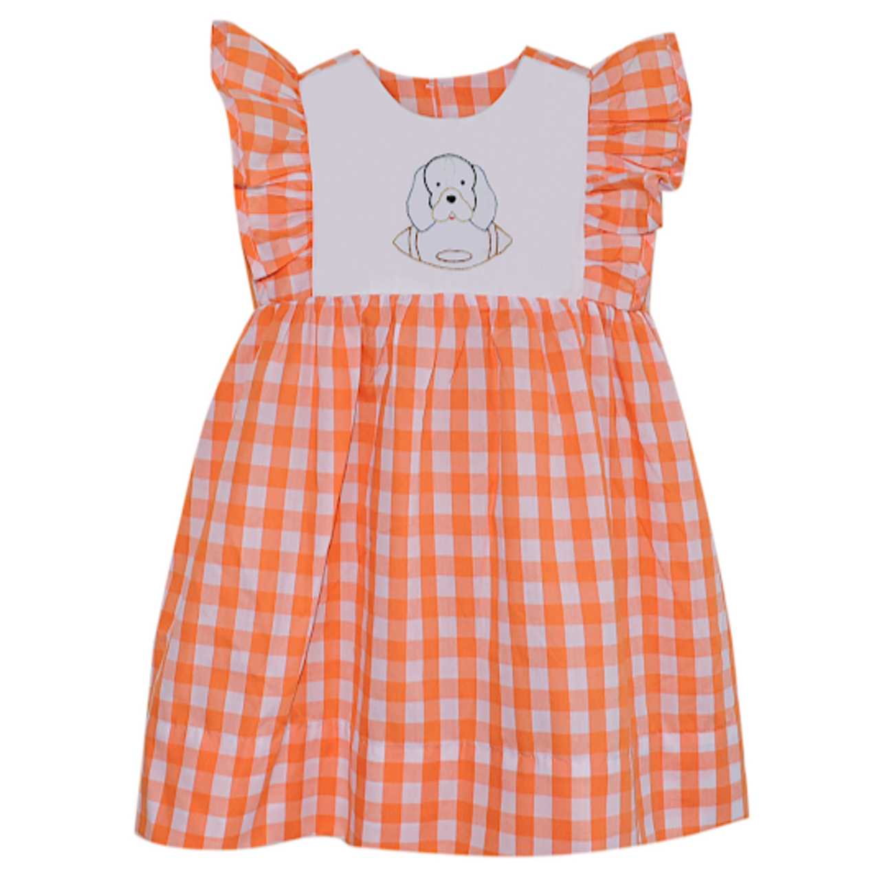 Remember Nguyen - Orange and White Gingham Dress w/ Embroidered Smokey