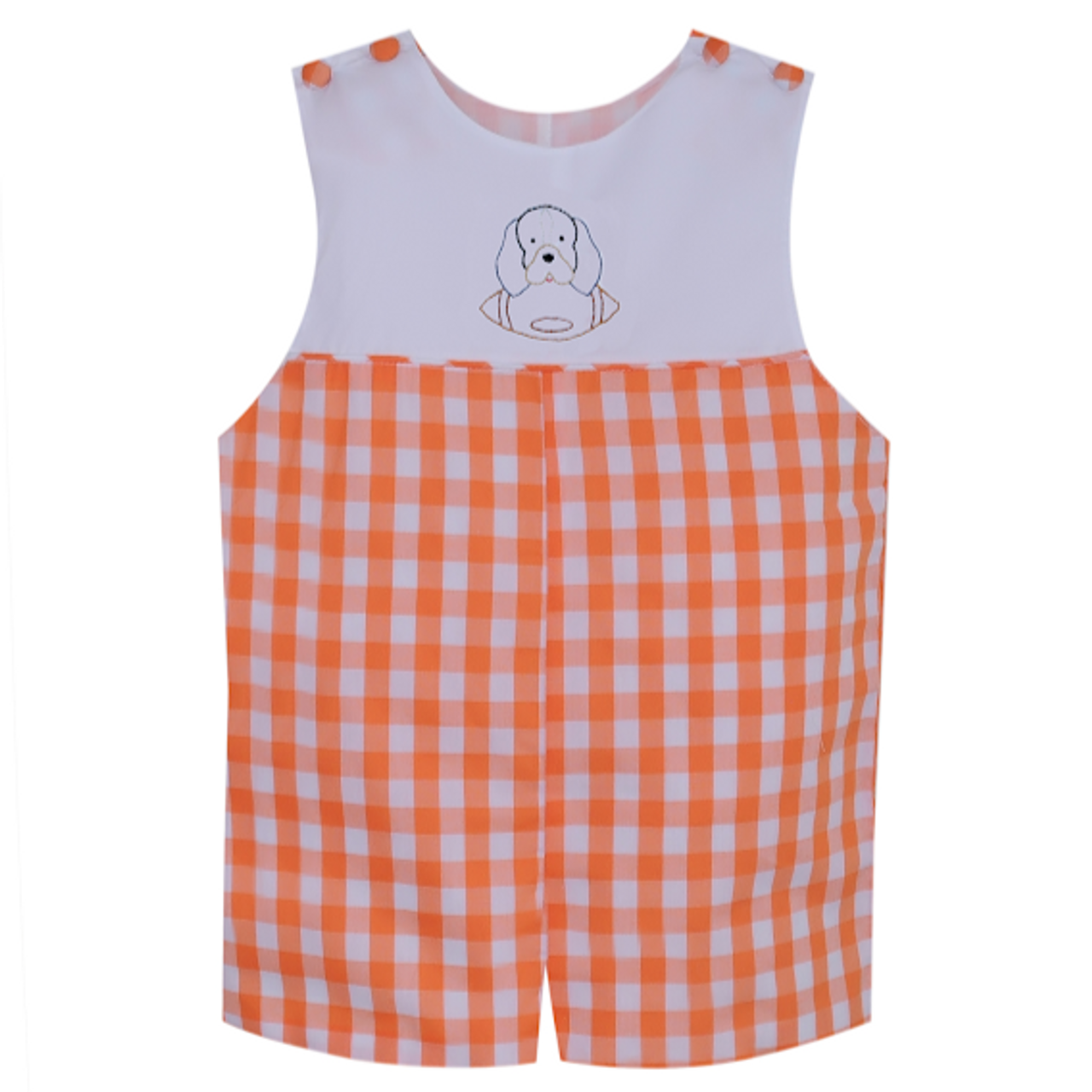 Remember Nguyen - Orange and White Gingham Smokey Embroidered Shortall