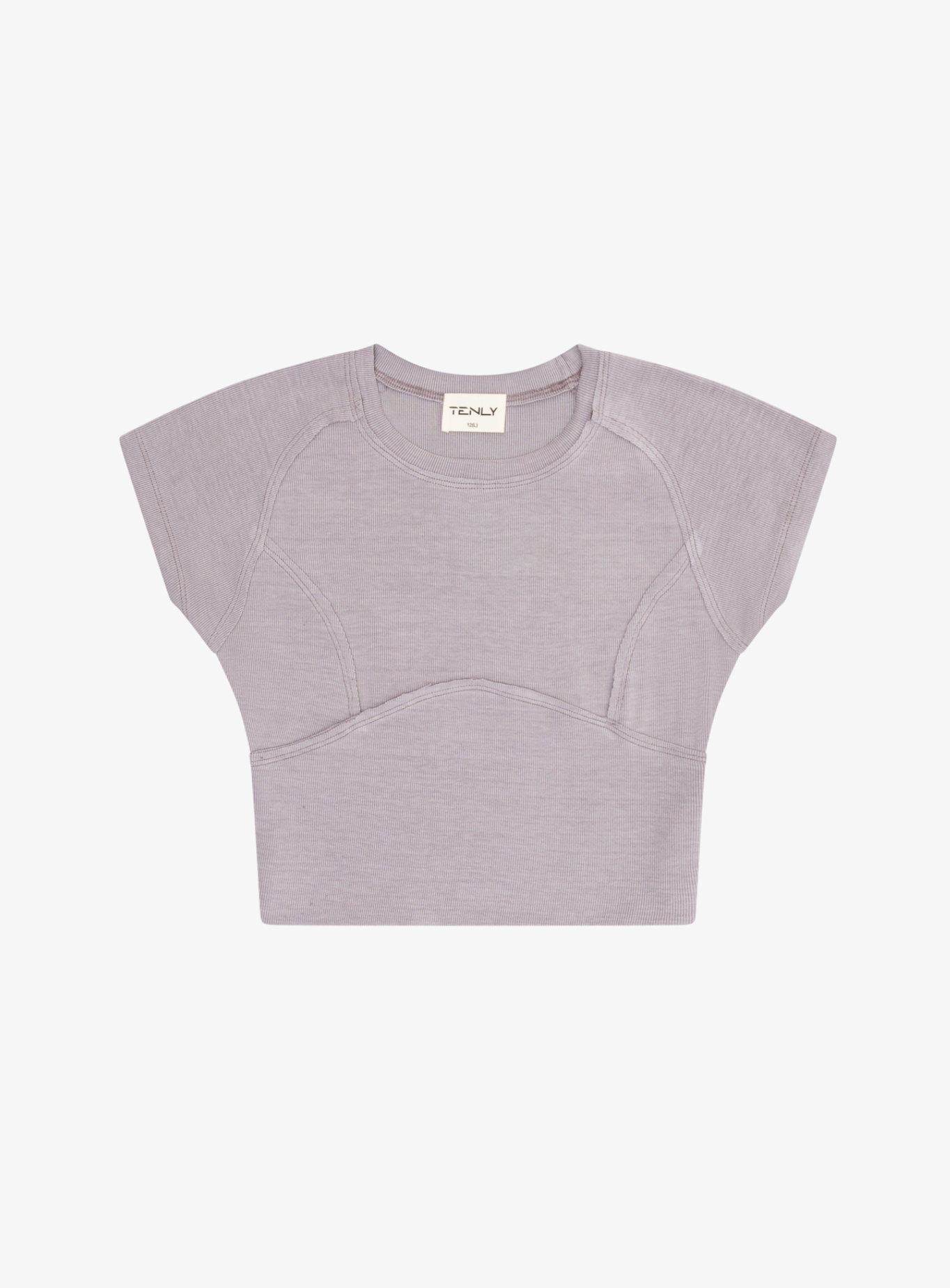 TENLY - Cobblestone Rayon Rib Cap Sleeve Baseball Tee
