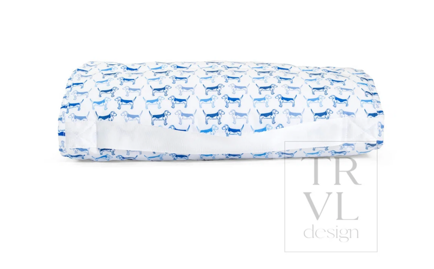 TRVL Designs nap mat with colorful fabric, rolled up for easy carrying, ideal for preschool or nap time.
