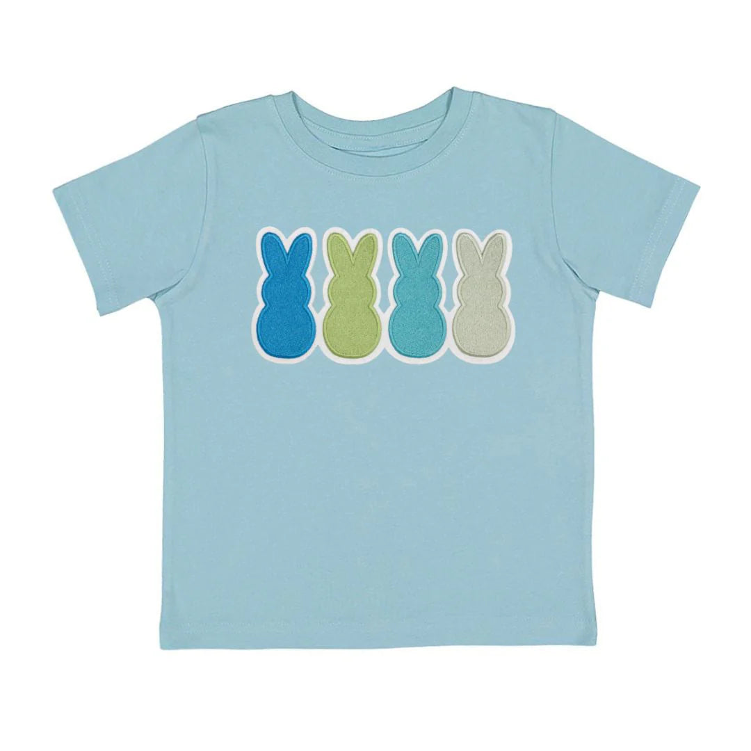 Cool Blue Peeps Embroidered Patch Easter Short Sleeve T-Shirt