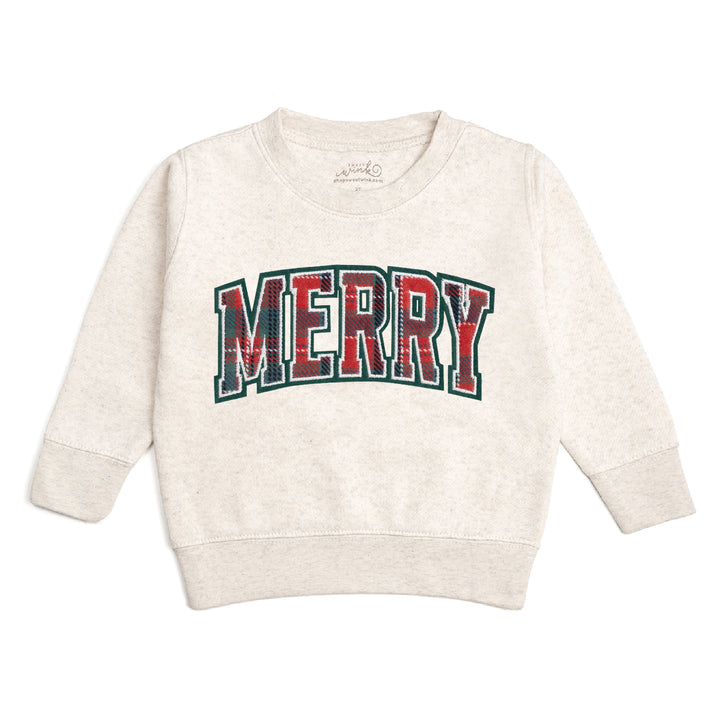 Merry Tartan Patch Christmas Sweatshirt