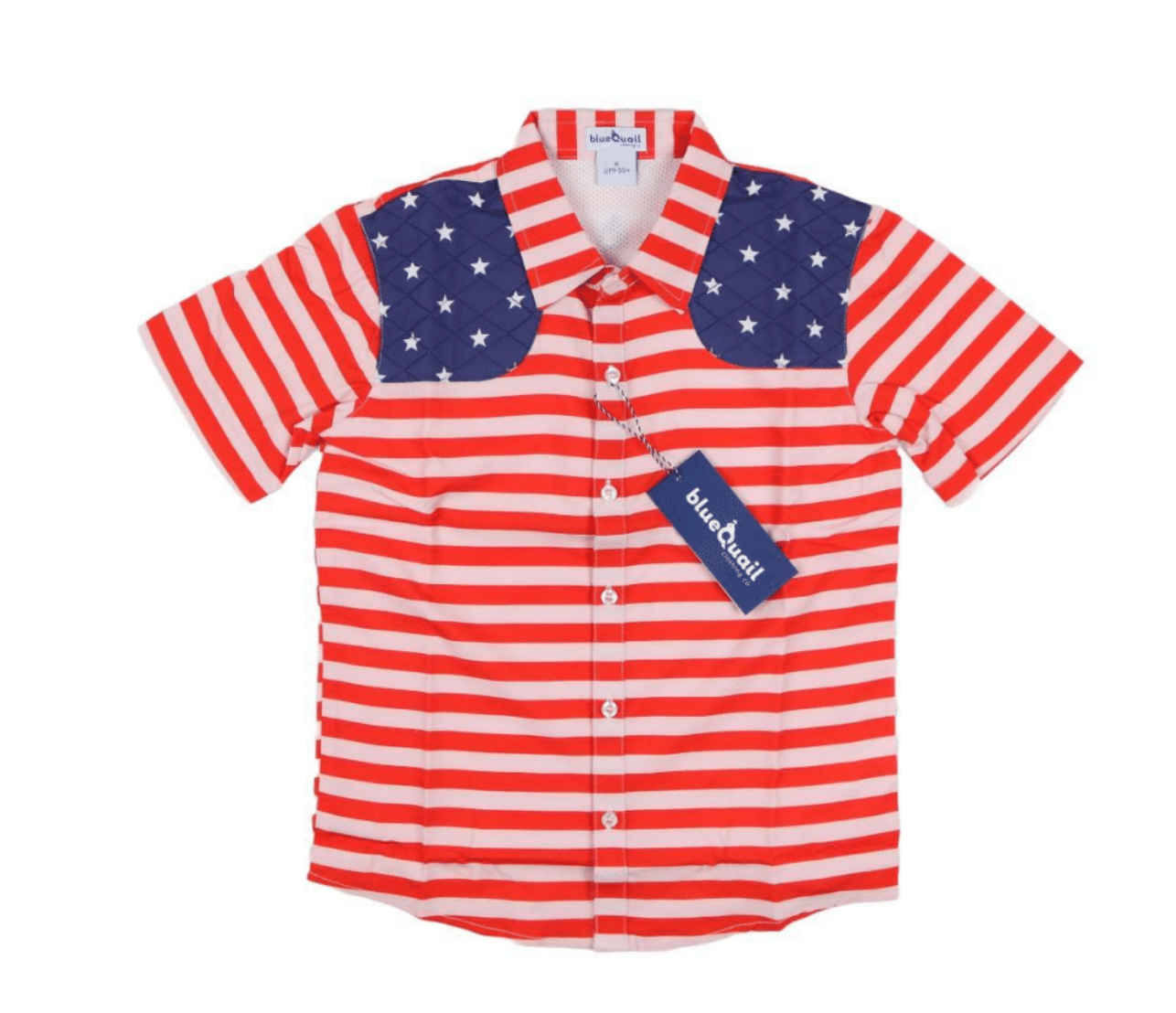 Blue Quail Clothing Co. USA short sleeve shirt with a classic fit, featuring a button-down collar and casual style.