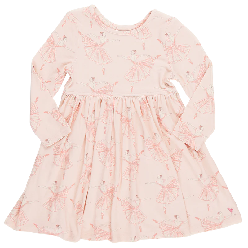 Pink Chicken - girls bamboo steph dress - pink ballerinas