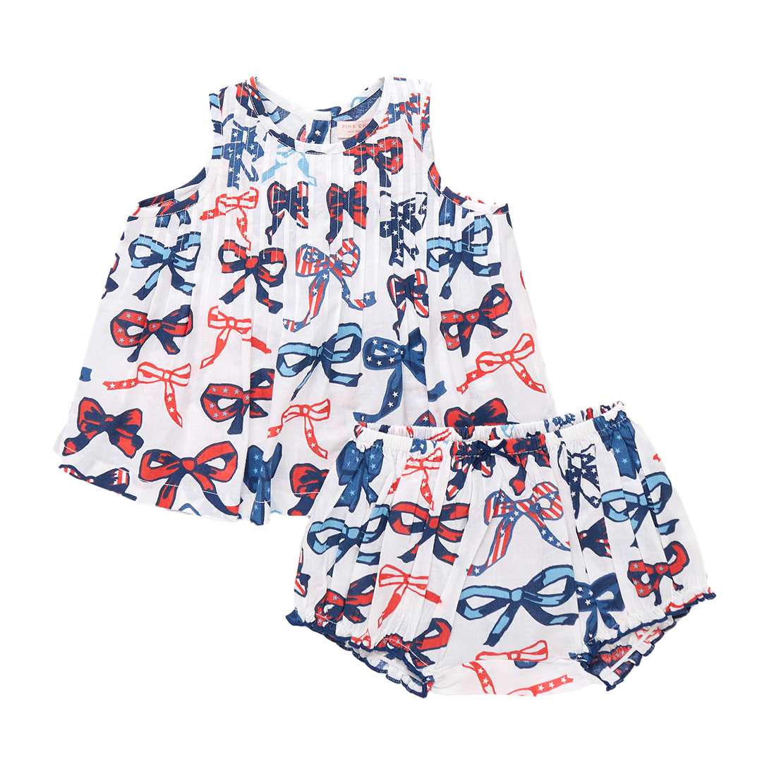 Pink Chicken - Baby Girls Jaipur Set Red White and Bows