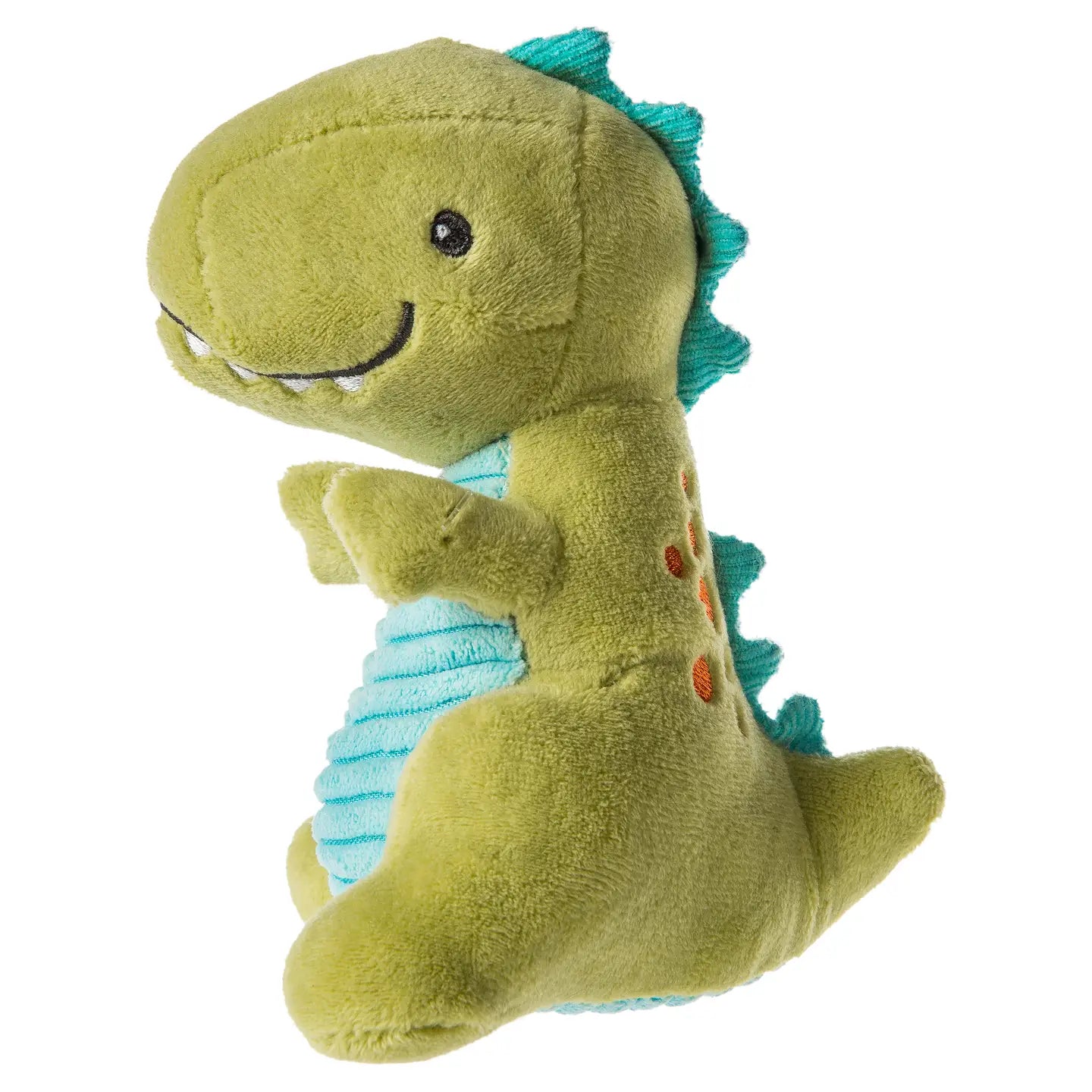 Mary Meyer Pebblesaurus Rattle for babies, colorful plush dinosaur toy with textured surfaces for sensory development.