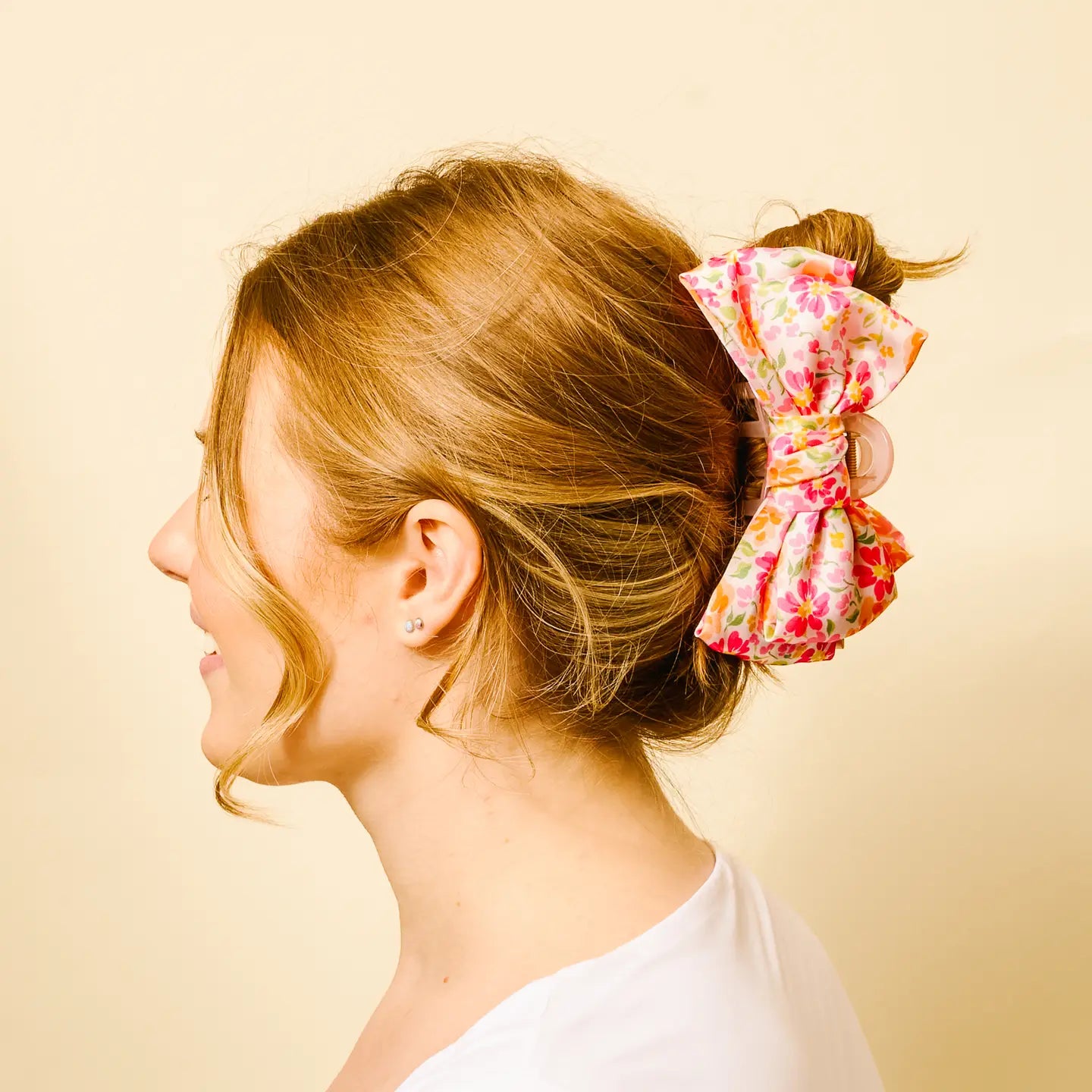 The Darling Effect - Satin Bow Claw Clip-Secret Garden Pink