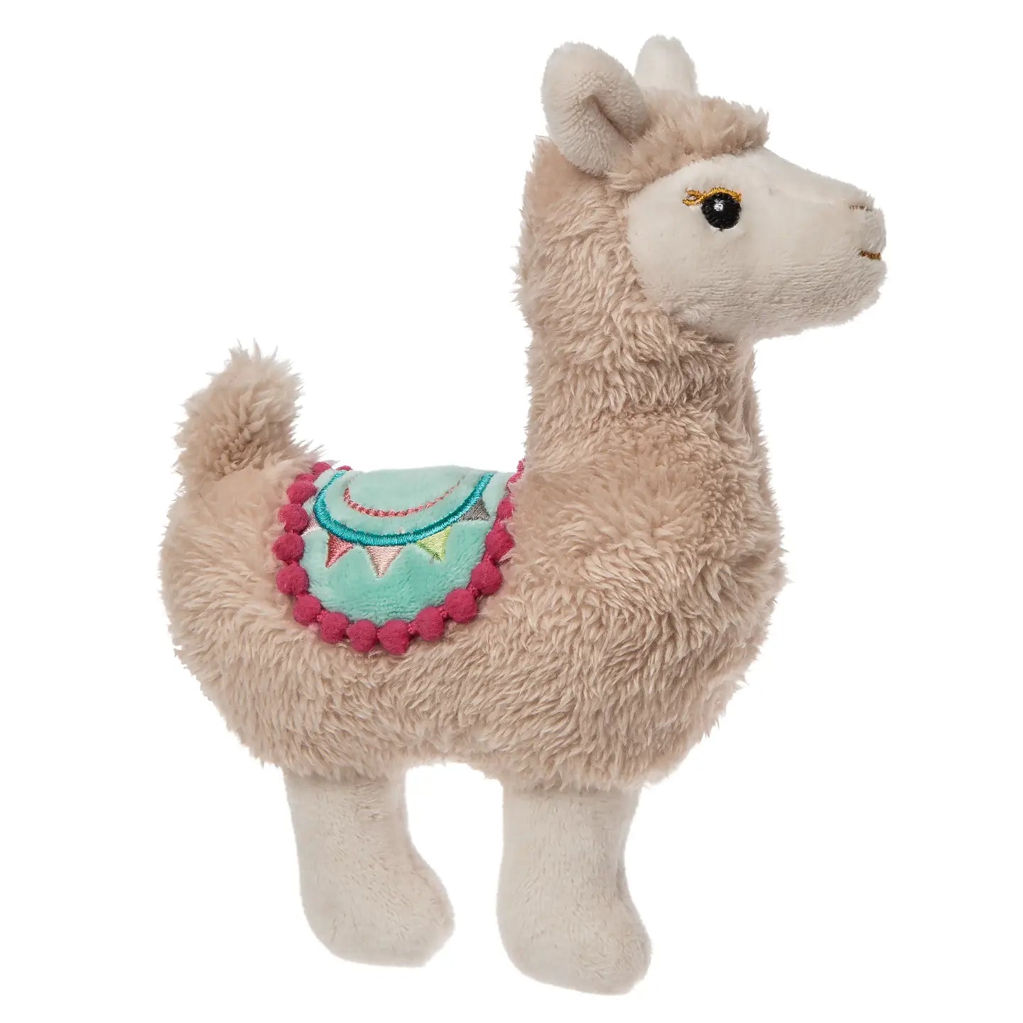 Mary Meyer Lily Llama rattle for babies with soft fabric and colorful design, perfect for sensory play and gentle comfort.