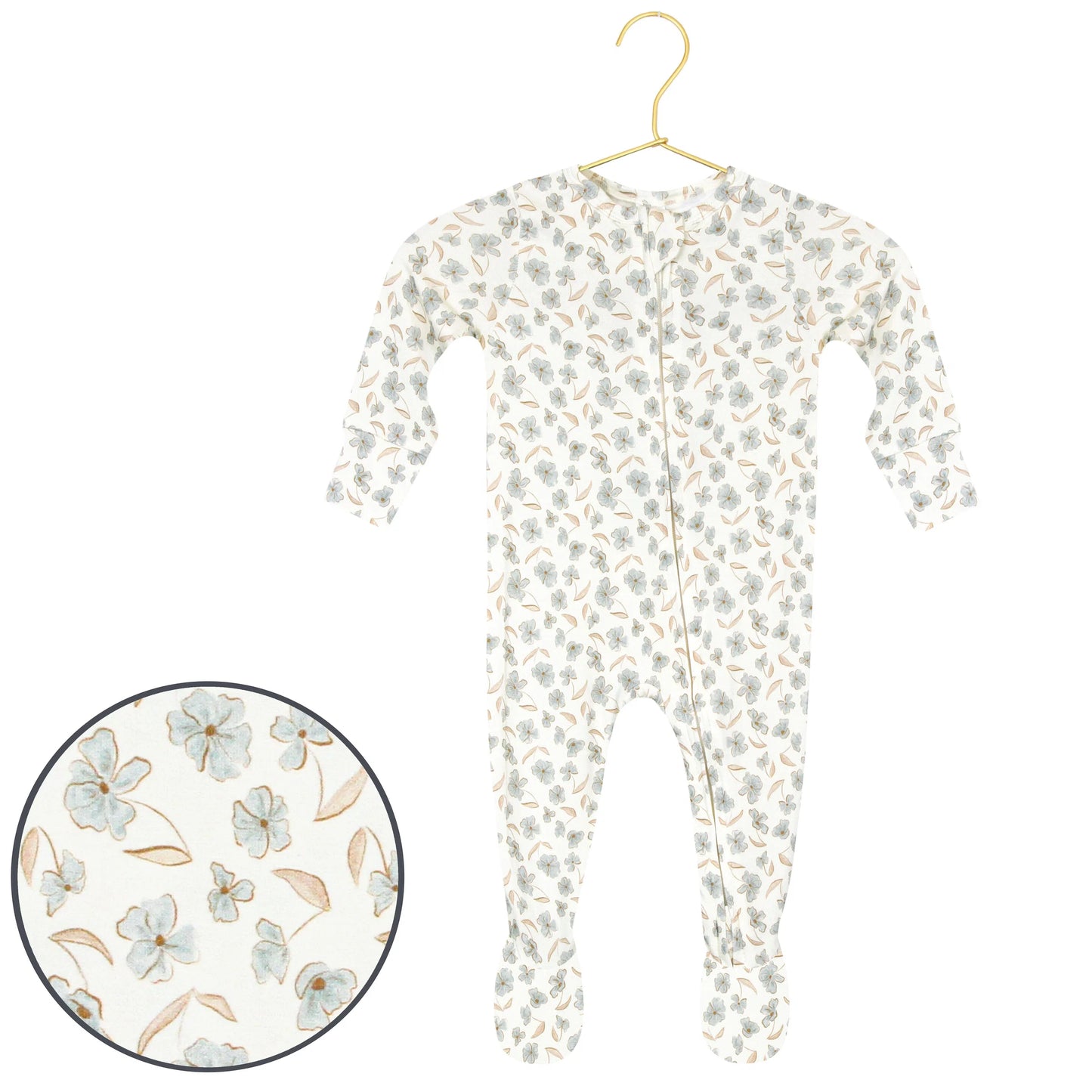 Lou Lou & Co Faye Zipper Footie in soft fabric, featuring a zipper closure, designed for comfortable baby or toddler wear.