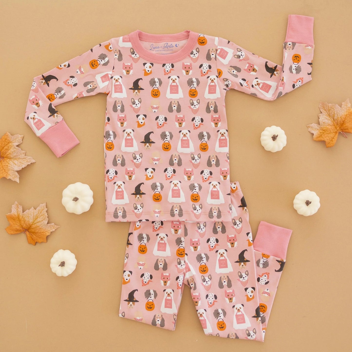 Halloween Hounds Dusty Rose Long Pajamas