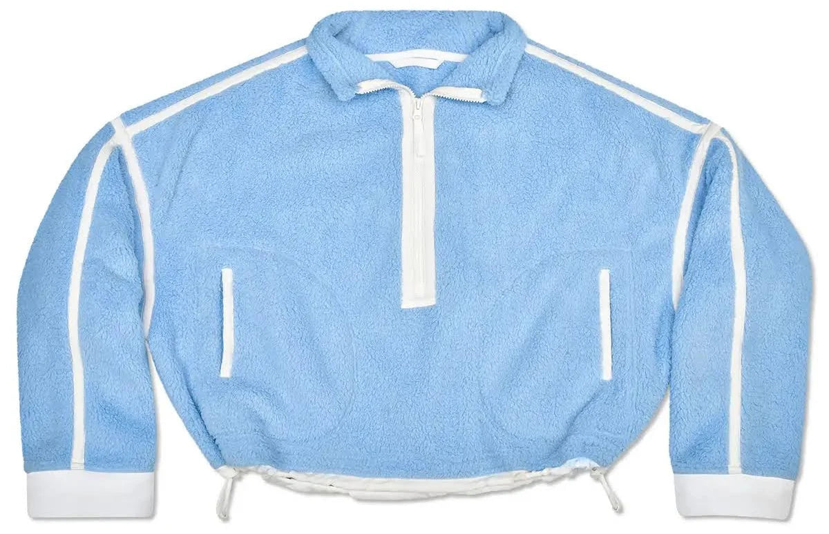 1/2 Zip Blue & White Sherpa Pullover
