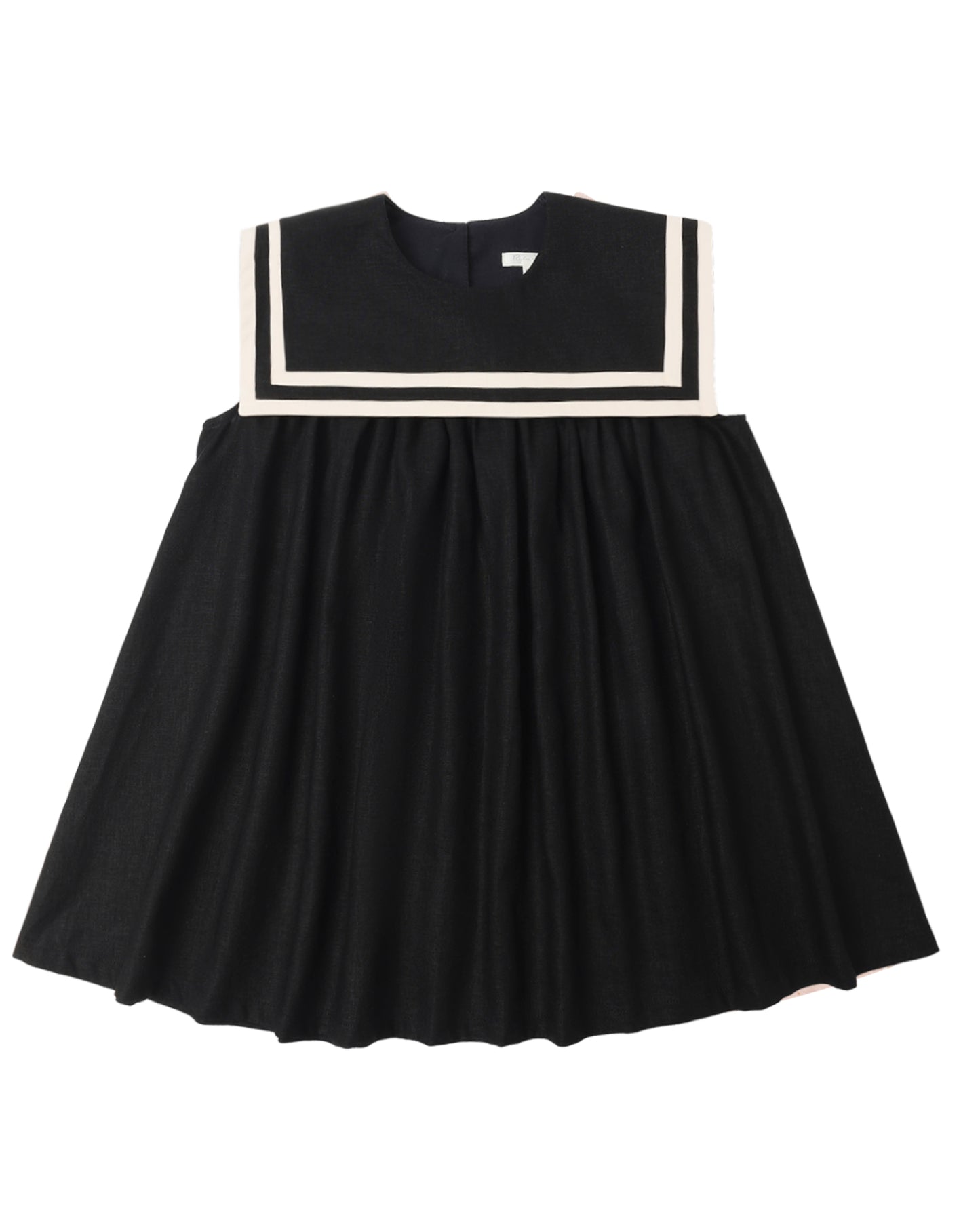 Black sailor dress by Rylee & Cru featuring a classic collar, short sleeves, and a fitted waist on a mannequin.