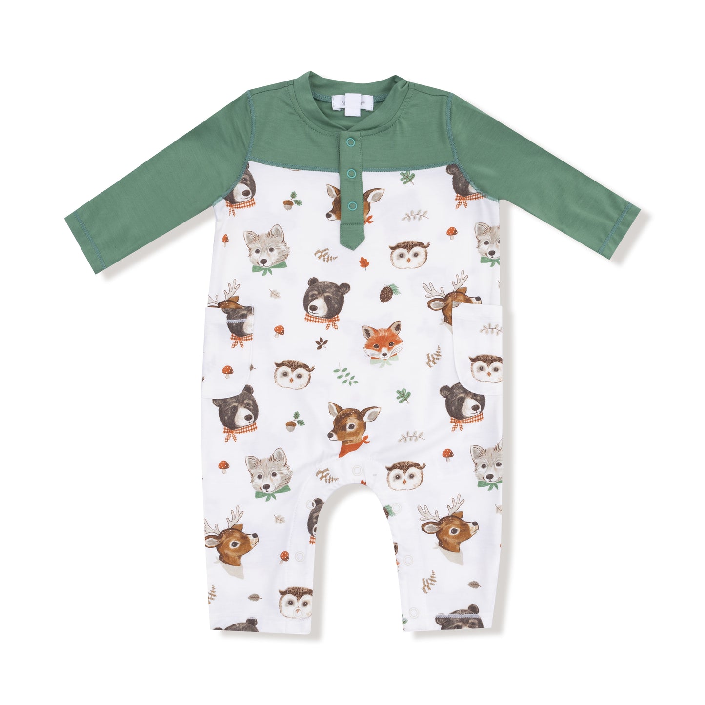 Woodland Animal Faces Henley Romper